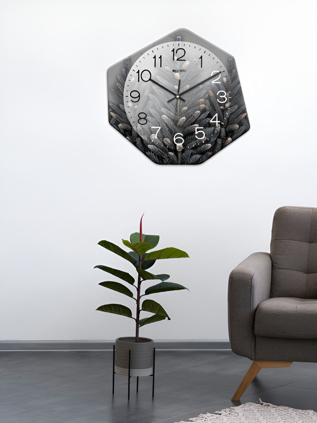 OLIVE TREE Grey & White Printed Geometric Wall Clock-picture-4