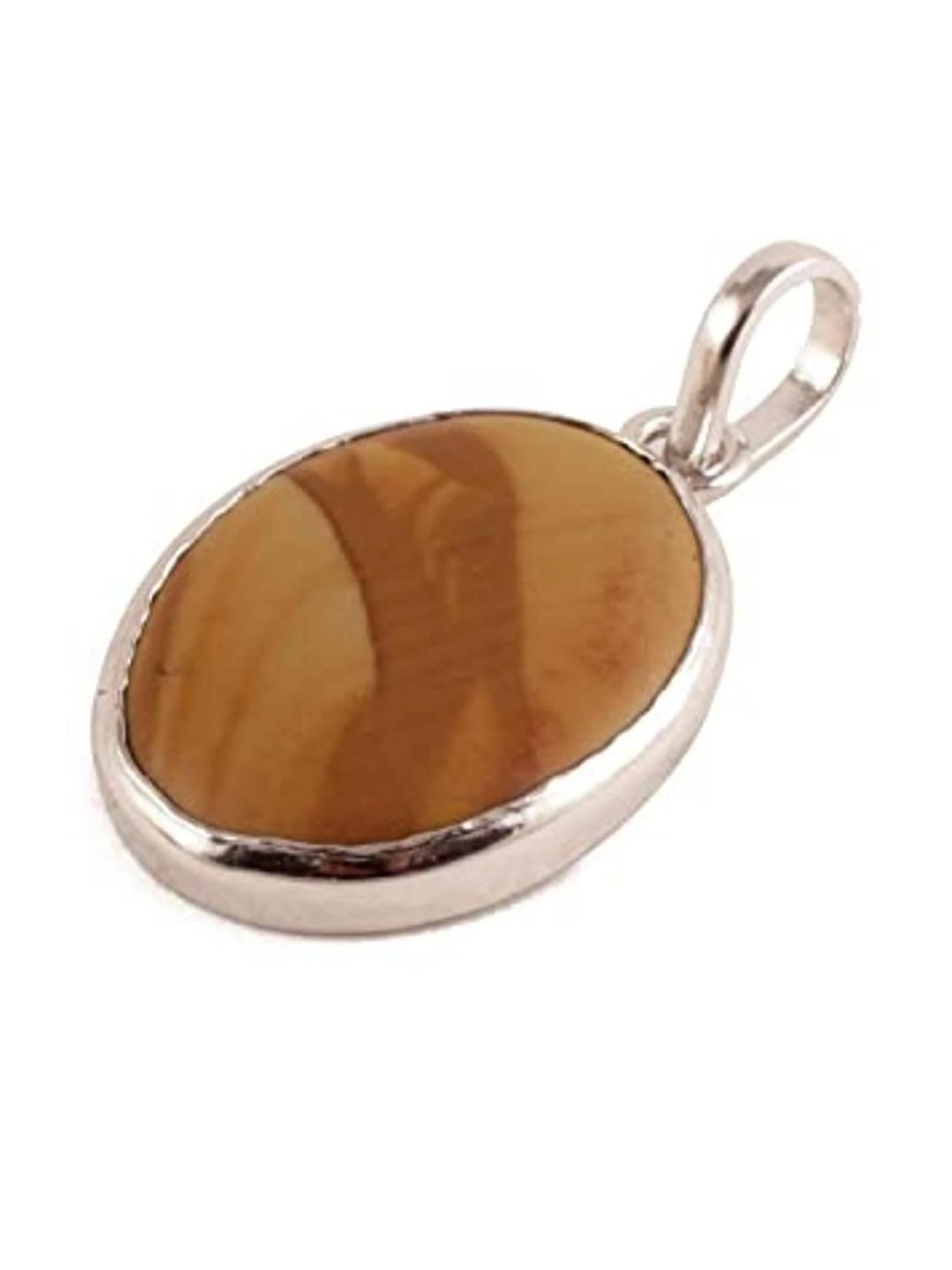 Divine souvenirs Unisex Brown Tigers Eye Silver-Plated Pendant-picture-24