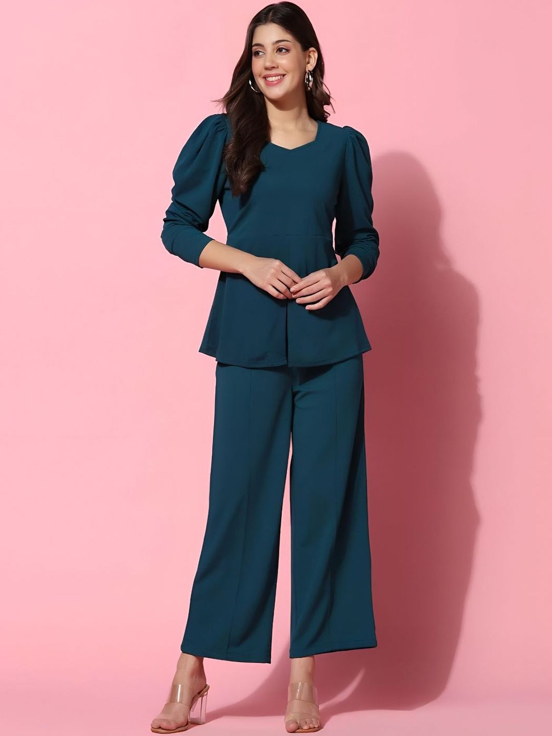 Mast & Harbour V-Neck Long Sleeves Top With Trousers Co-Ords-picture-13