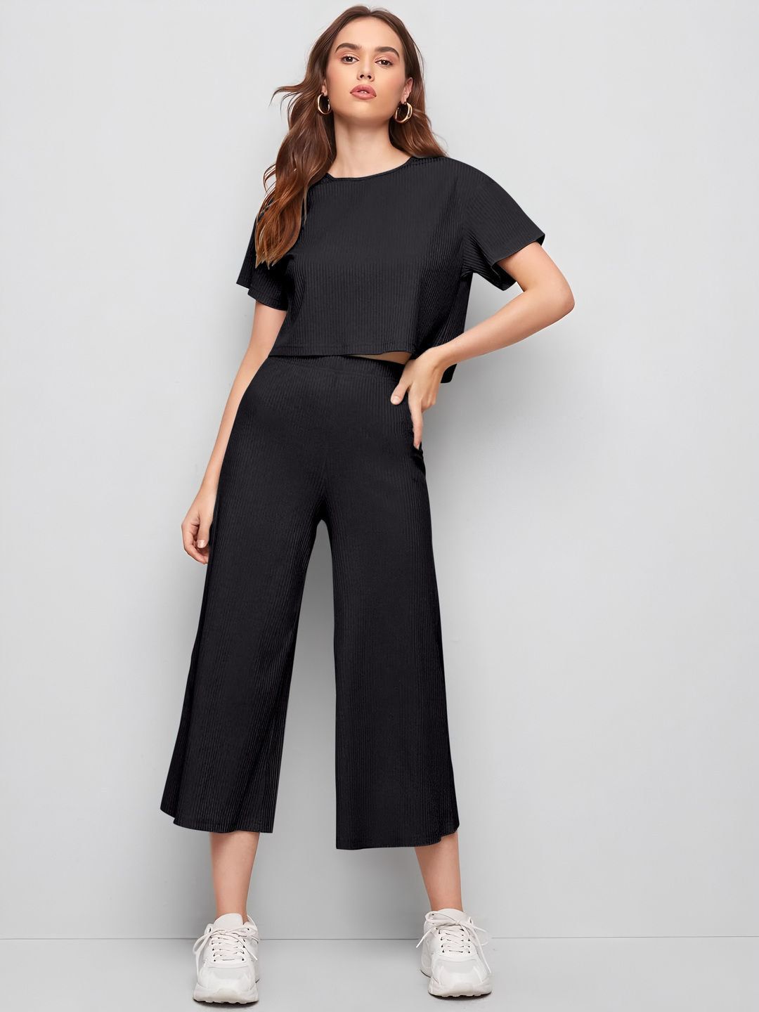 Mast & Harbour Round Neck Half Sleeves Top With Trousers Co-Ords-picture-12