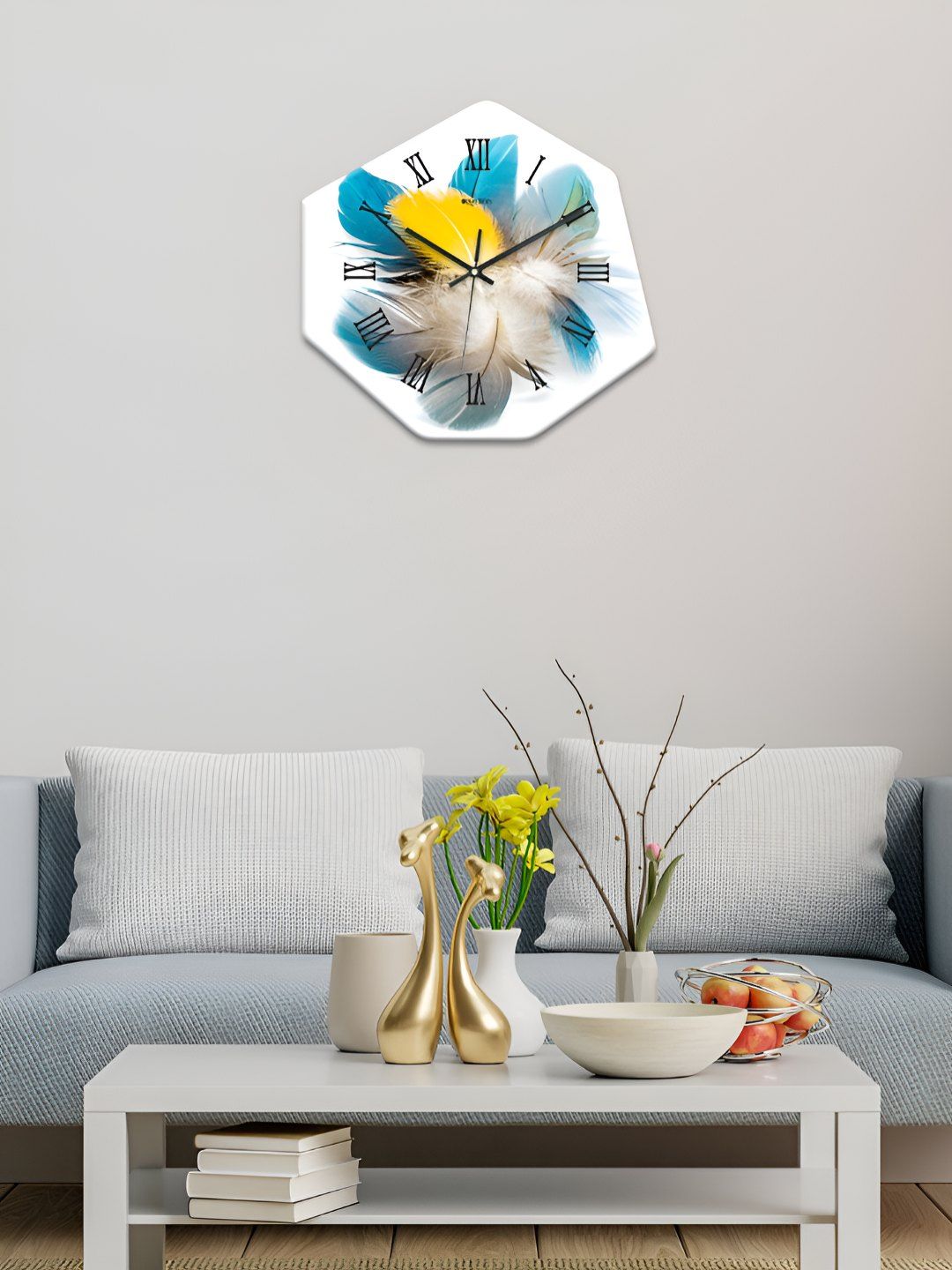 OLIVE TREE White & Blue Printed Geometric Wall Clock-picture-12