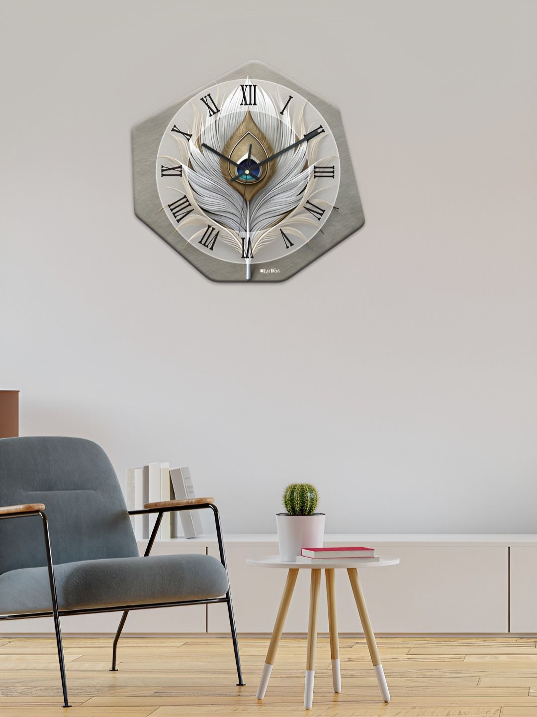 OLIVE TREE Grey & Brown Printed Geometric Wall Clock-image-41