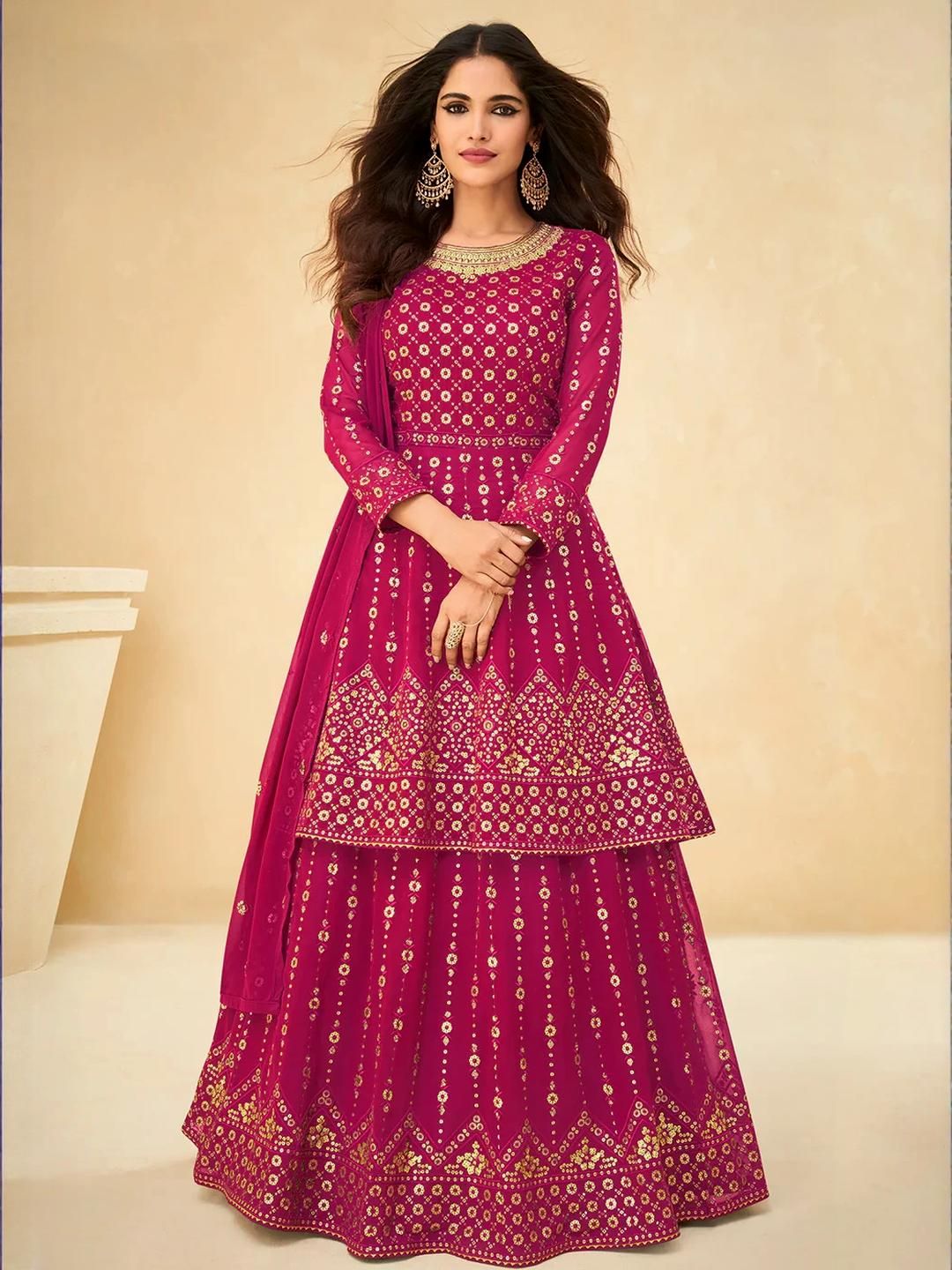 Xomantic Fashion Pink Georgette Kurta Sets