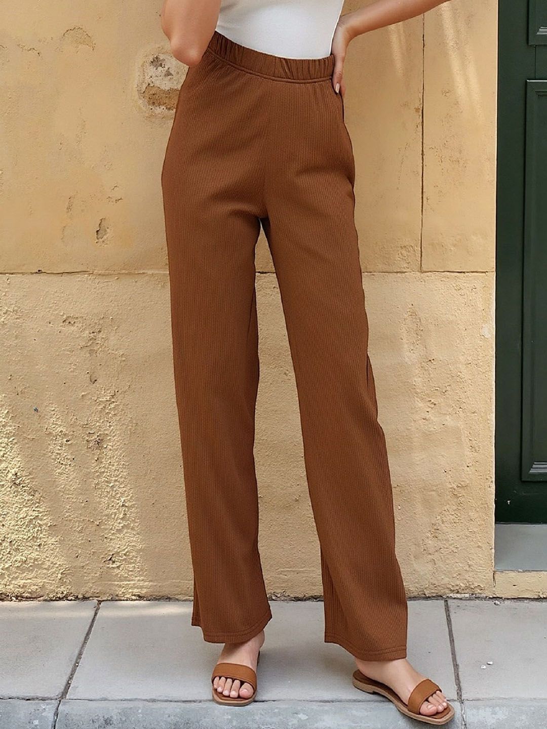 DressBerry Women Solid Relaxed Fit High-Rise Casual Regular Trousers-picture-20