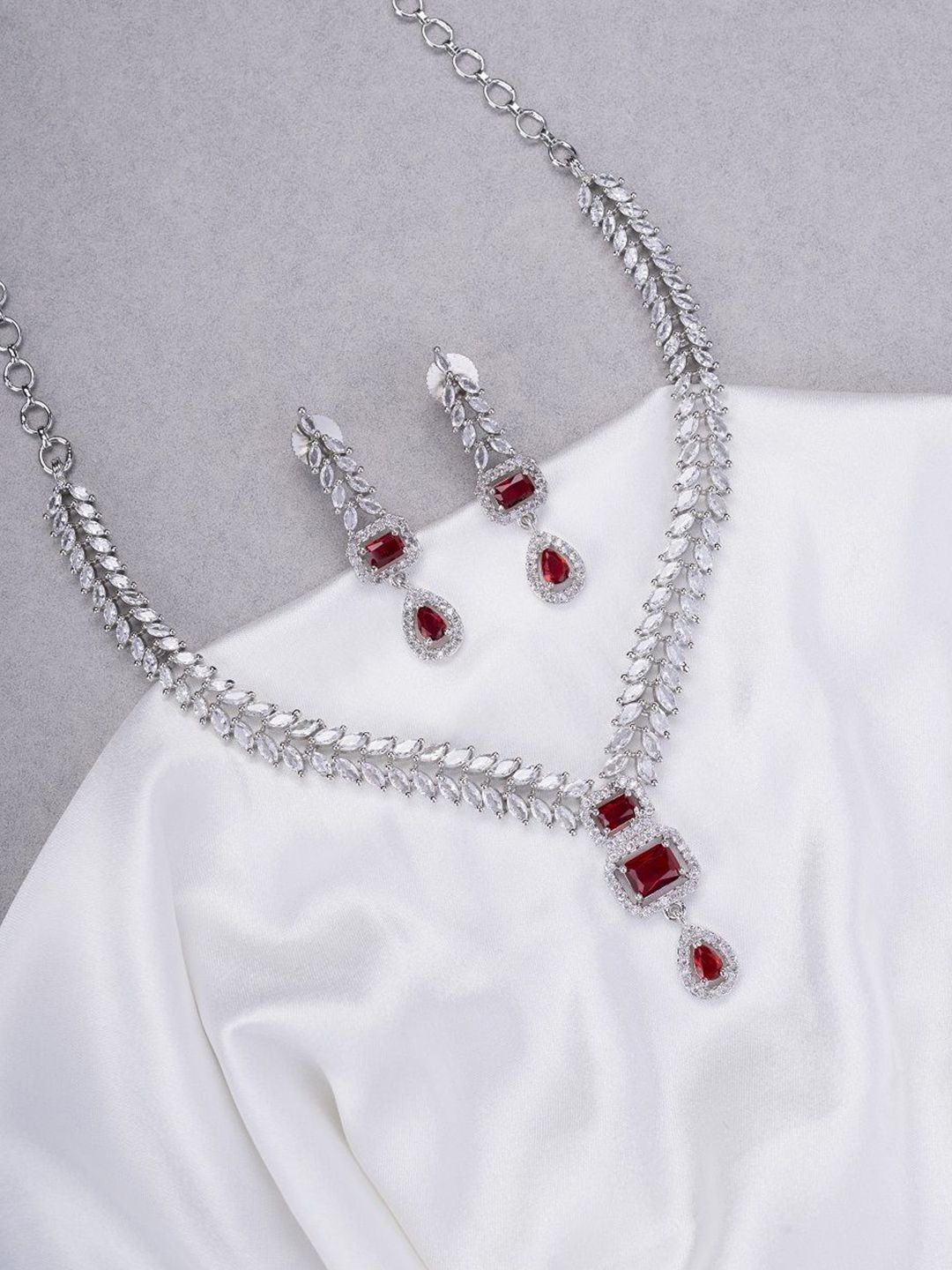 Opal Touch Rhodium-Plated Cubic Zirconia Studded Jewellery Set-picture-21