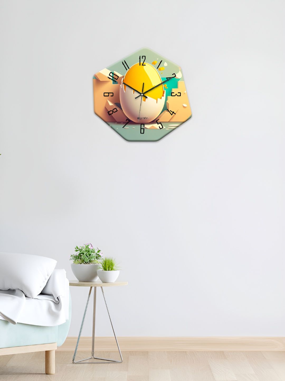 OLIVE TREE Yellow & Turquoise Blue Printed Geometric Wall Clock-picture-16