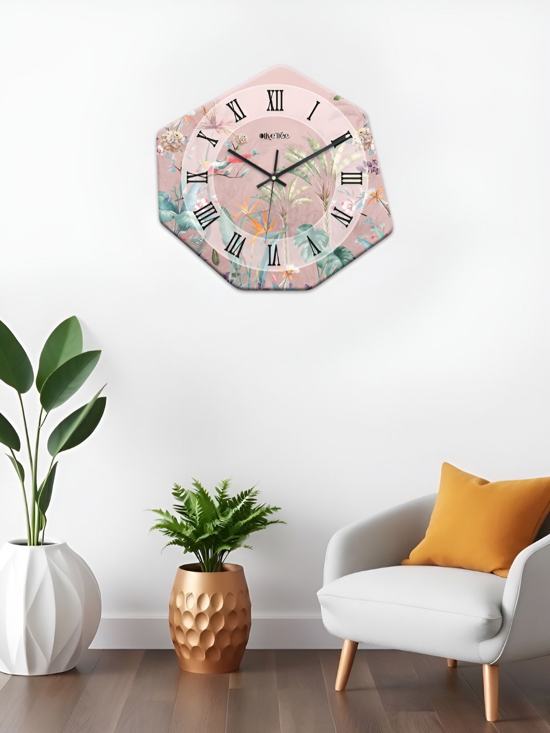 OLIVE TREE Pink & Black Printed Geometric Wall Clock-picture-10