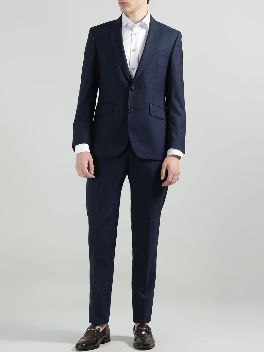 HACKETT LONDON Striped Notched Lapel Long Sleeve Single Breasted Blazer-picture-39