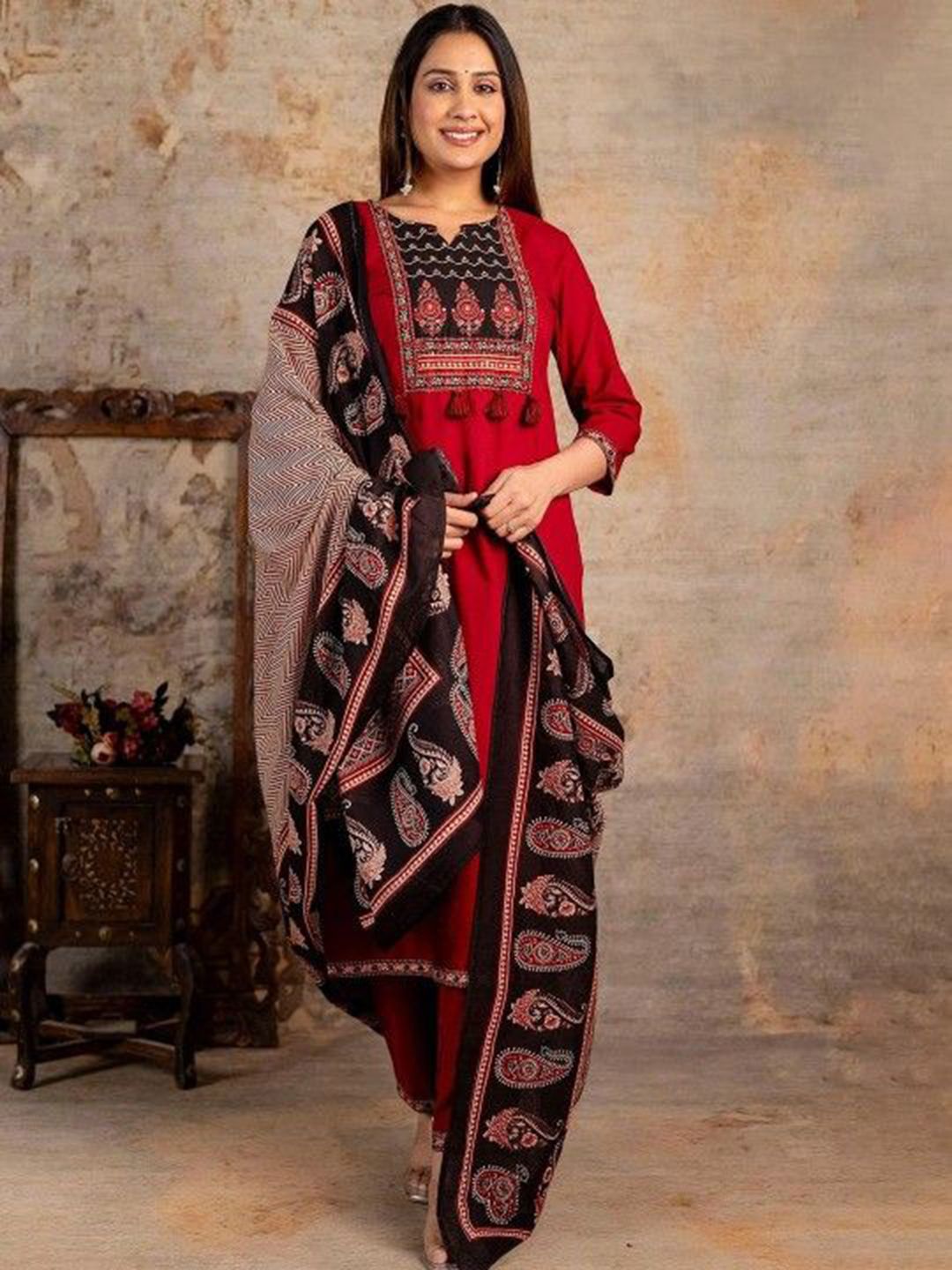 Moda Rapido Women Ethnic Motifs Printed Pure Cotton Kurta with Palazzos & With Dupatta