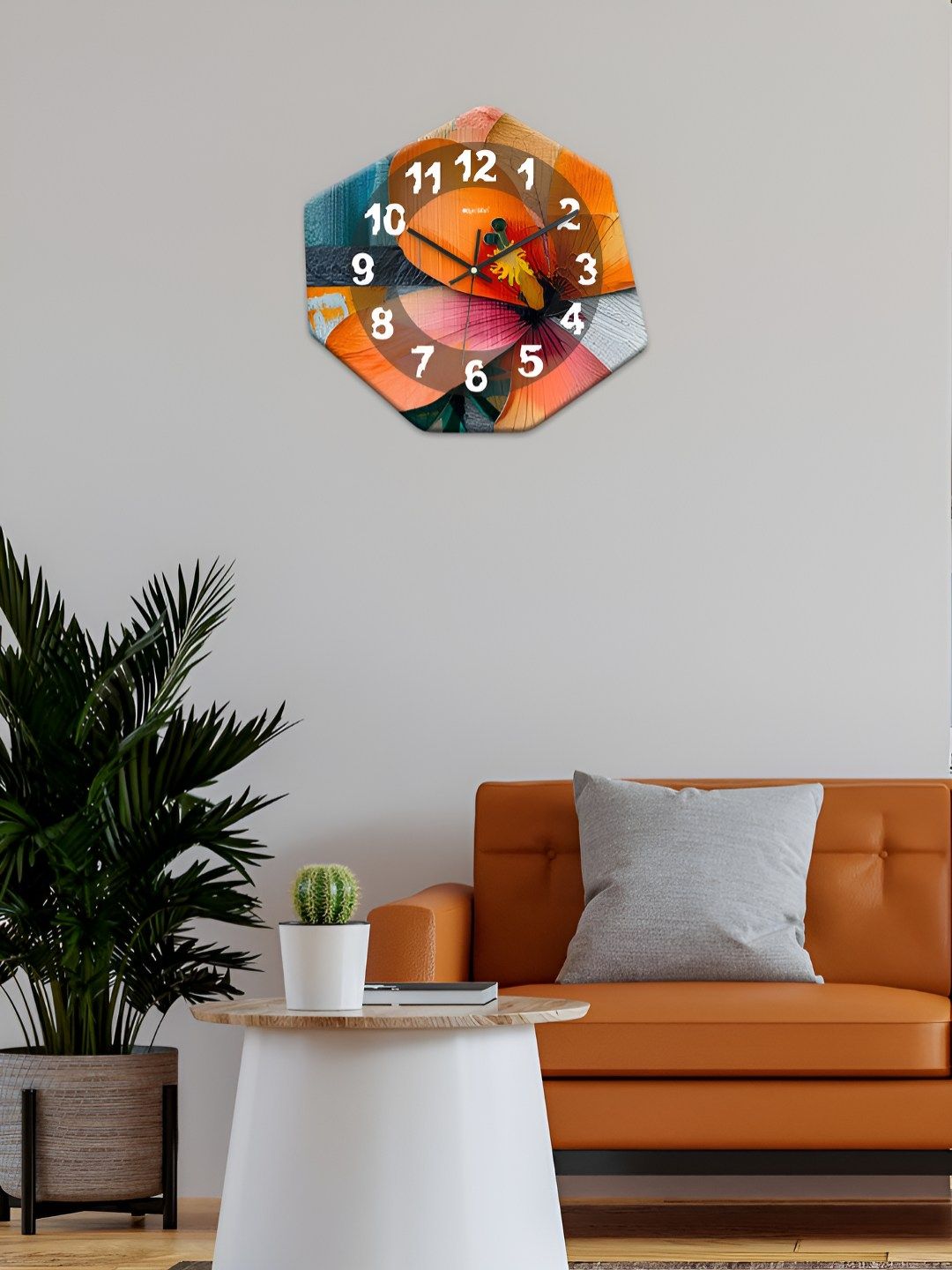 OLIVE TREE Pink & Yellow Printed Geometric Wall Clock-picture-30