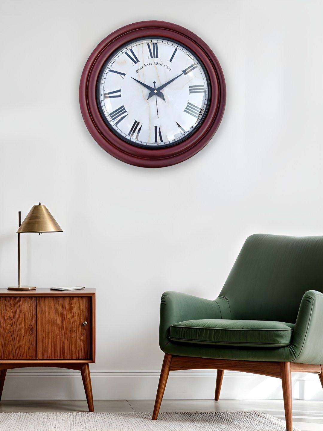 OLIVE TREE Burgundy & White Printed Wall Clock-picture-14