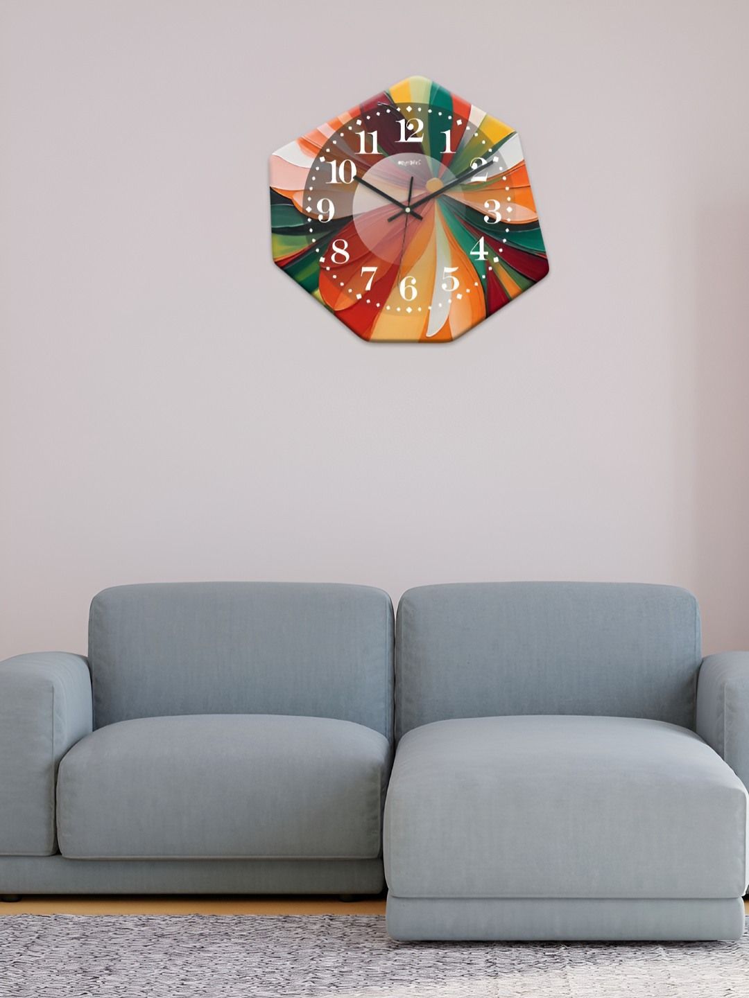 OLIVE TREE Red & Green Printed Geometric Wall Clock-picture-9