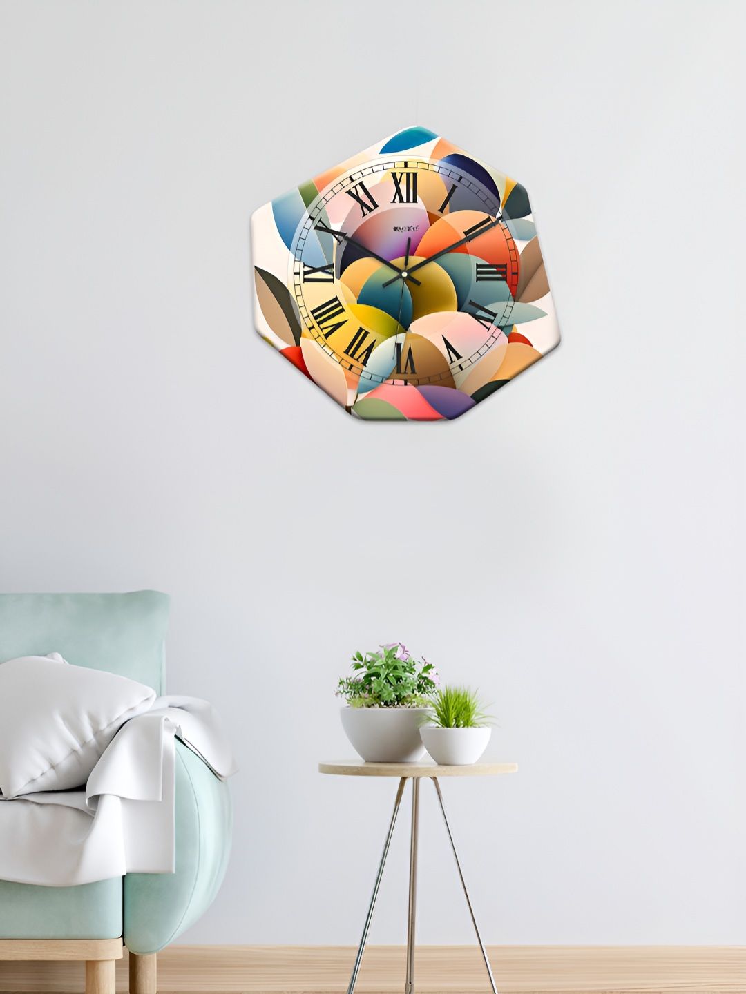 OLIVE TREE Yellow & Purple Printed Geometric Wall Clock-picture-29