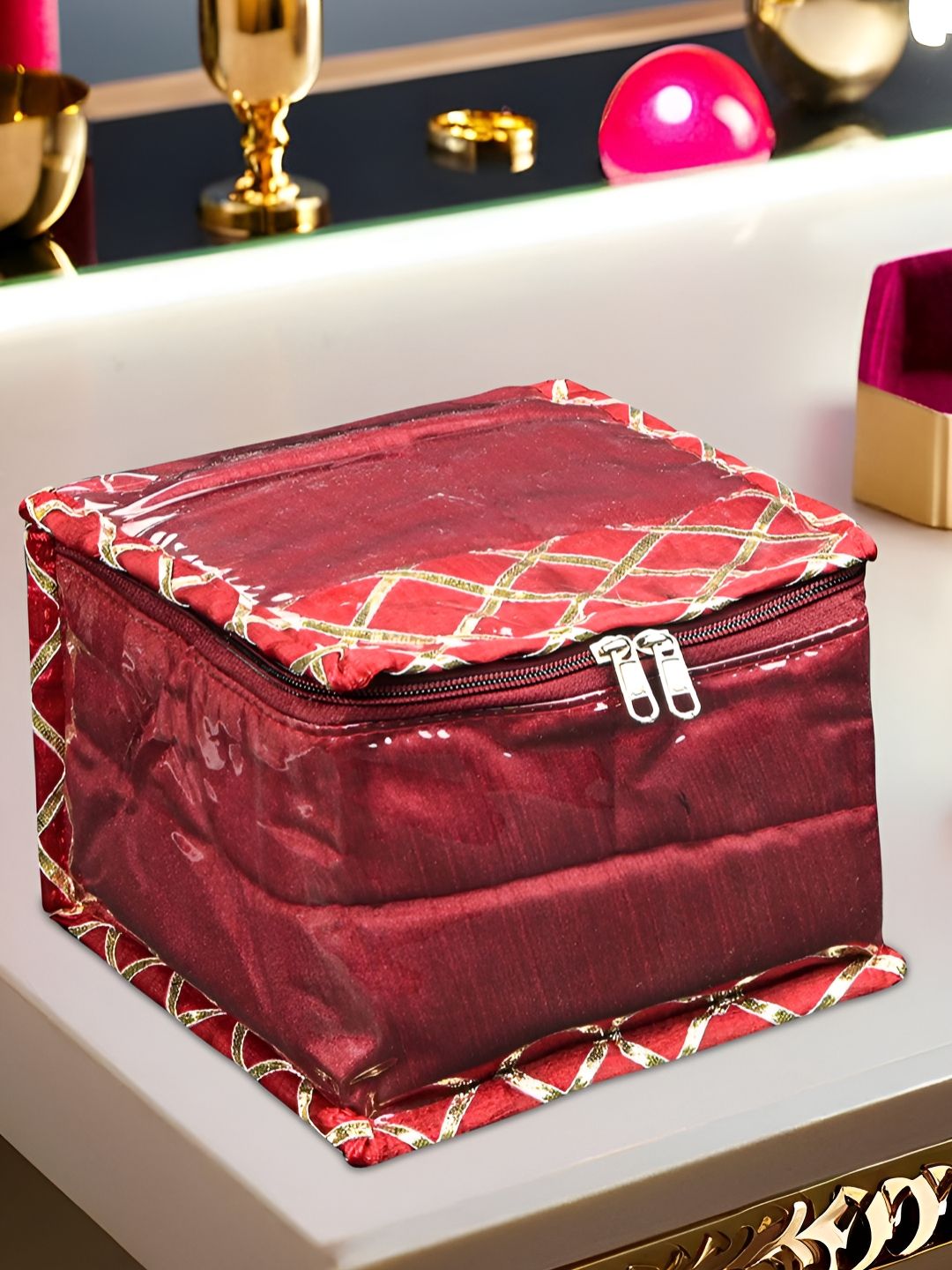 Aura Maroon Set of 1 Regular Jewellery Organiser Organisers-picture-36