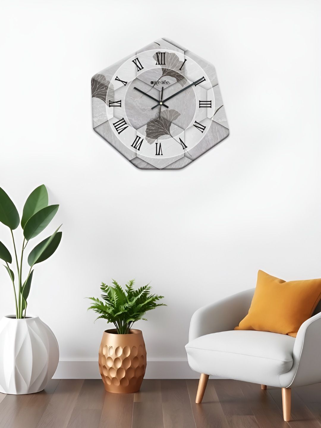 OLIVE TREE Grey & Black Printed Geometric Wall Clock-picture-44