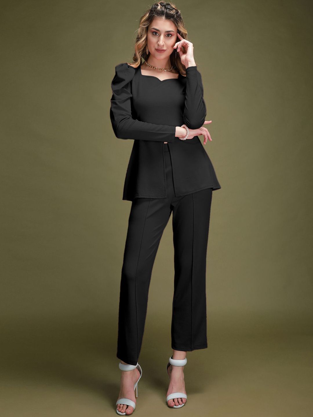 Mast & Harbour V-Neck Long Sleeves Top With Trousers Co-Ords-picture-16