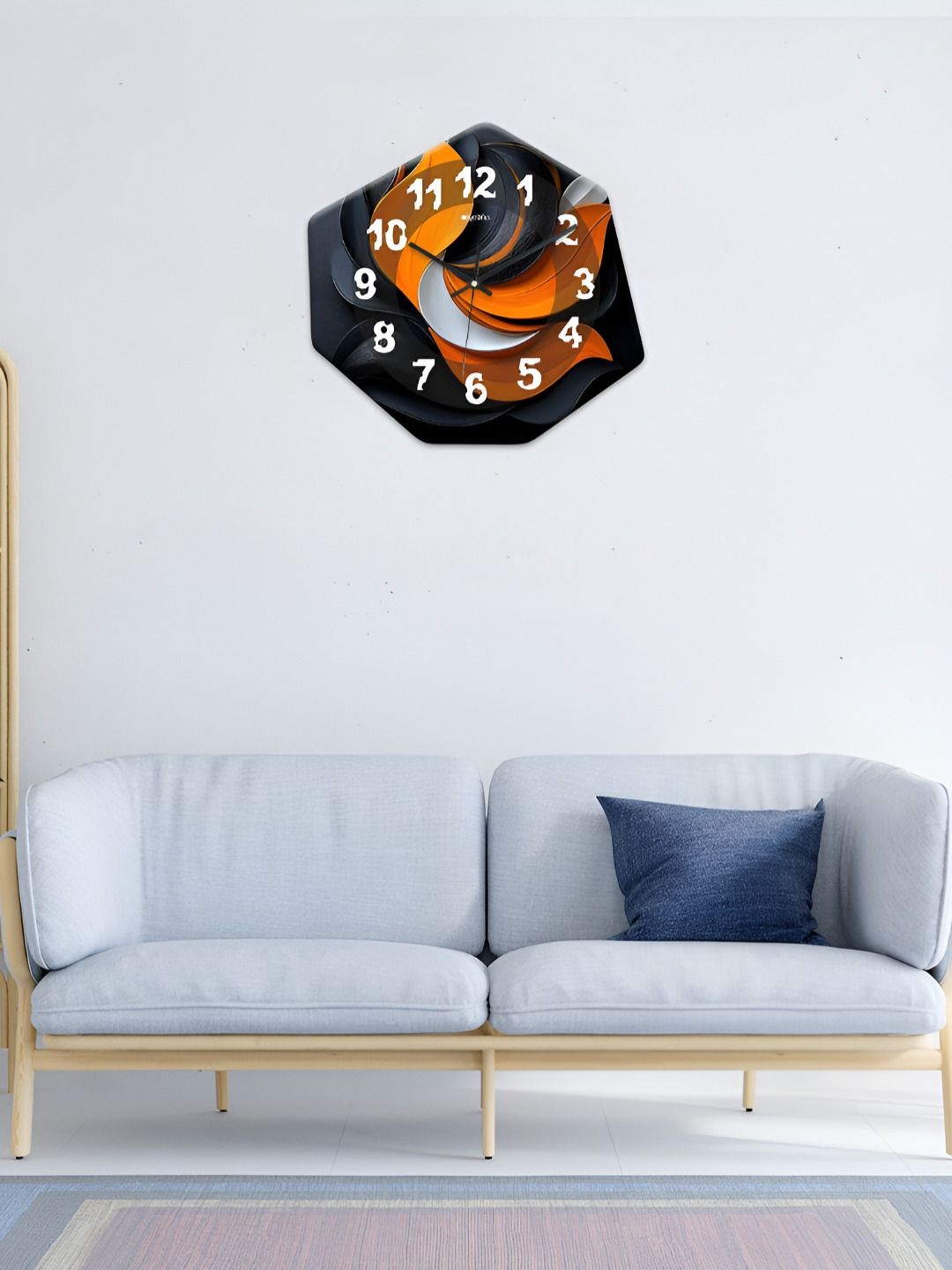 OLIVE TREE Black & Yellow Printed Geometric Wall Clock-picture-22