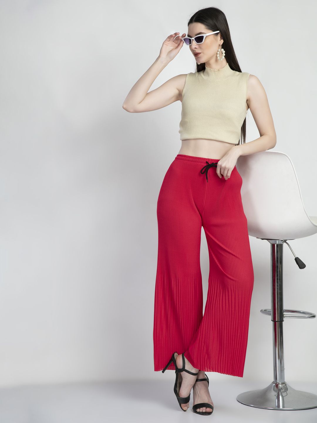 Brainbees Women Self Design Flared Palazzos-picture-53