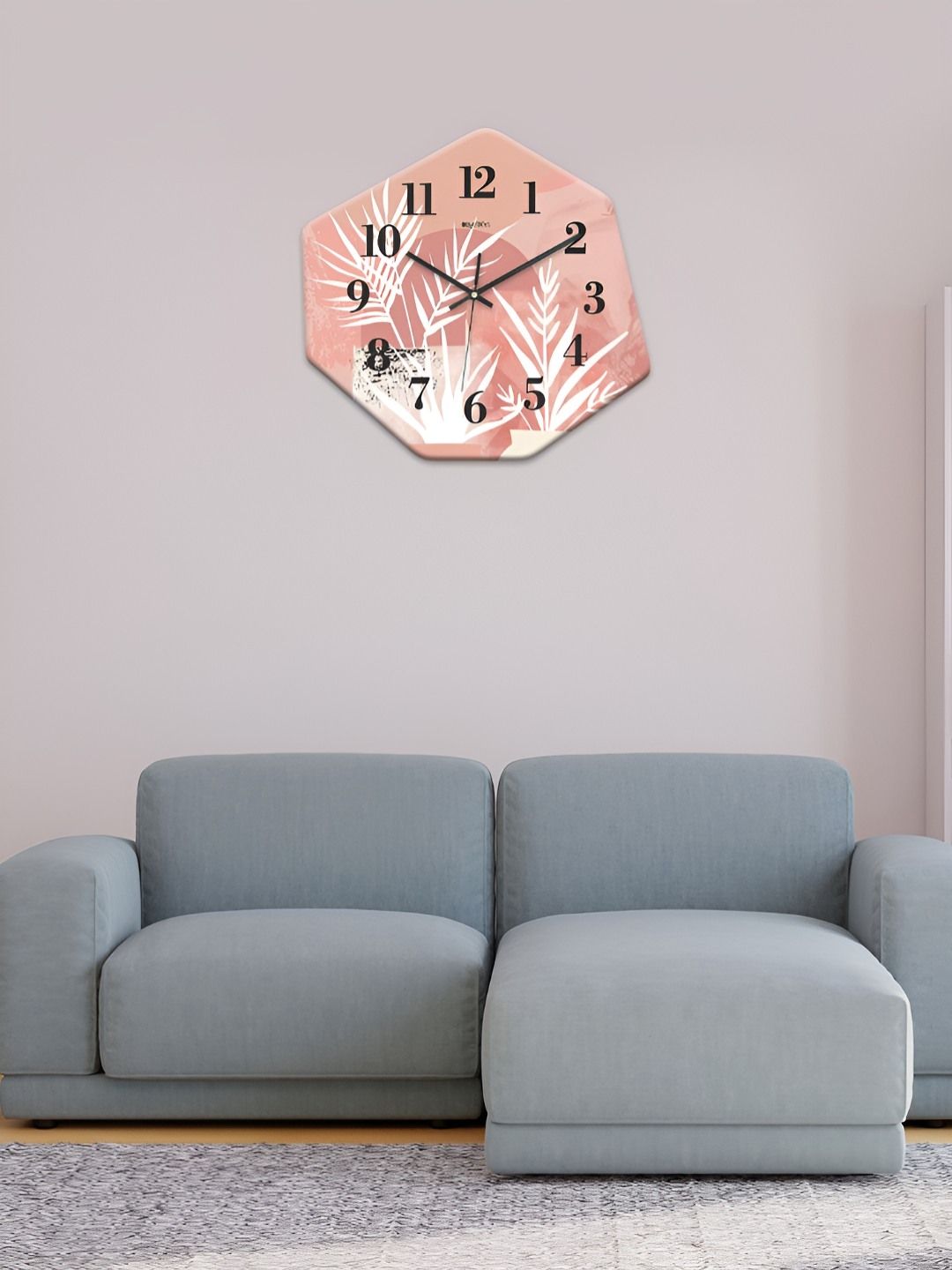 OLIVE TREE Peach-Coloured & White Printed Geometric Wall Clock-picture-25