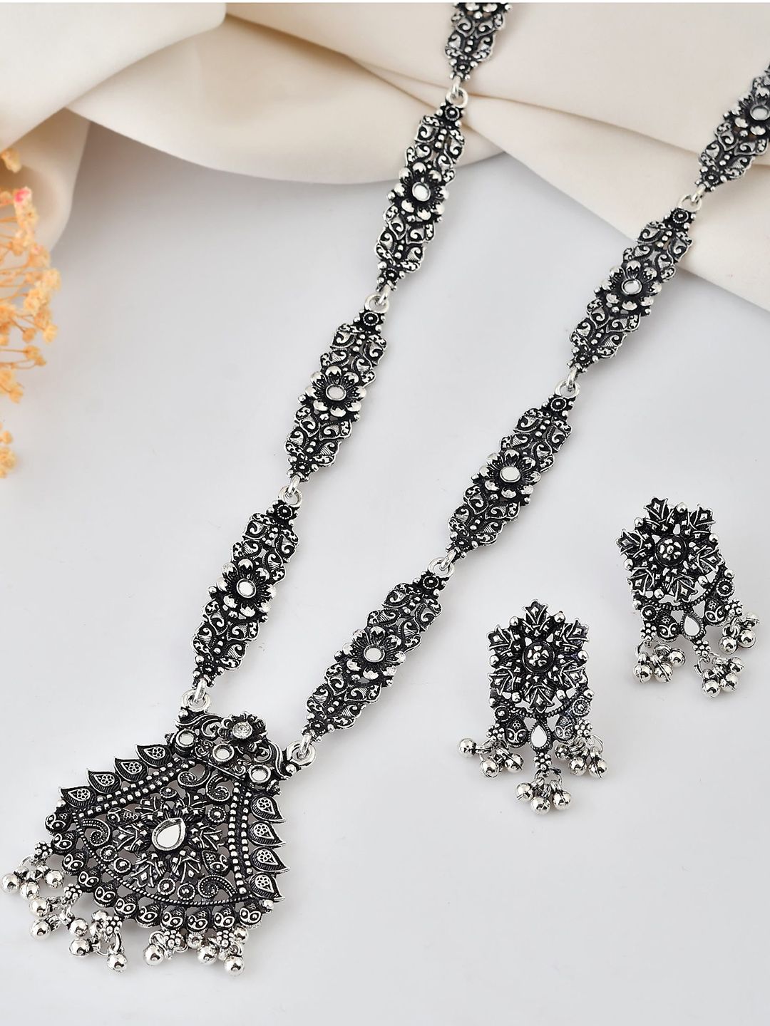 VOJ Silver-Plated Beaded Long Jewellery Set-picture-30