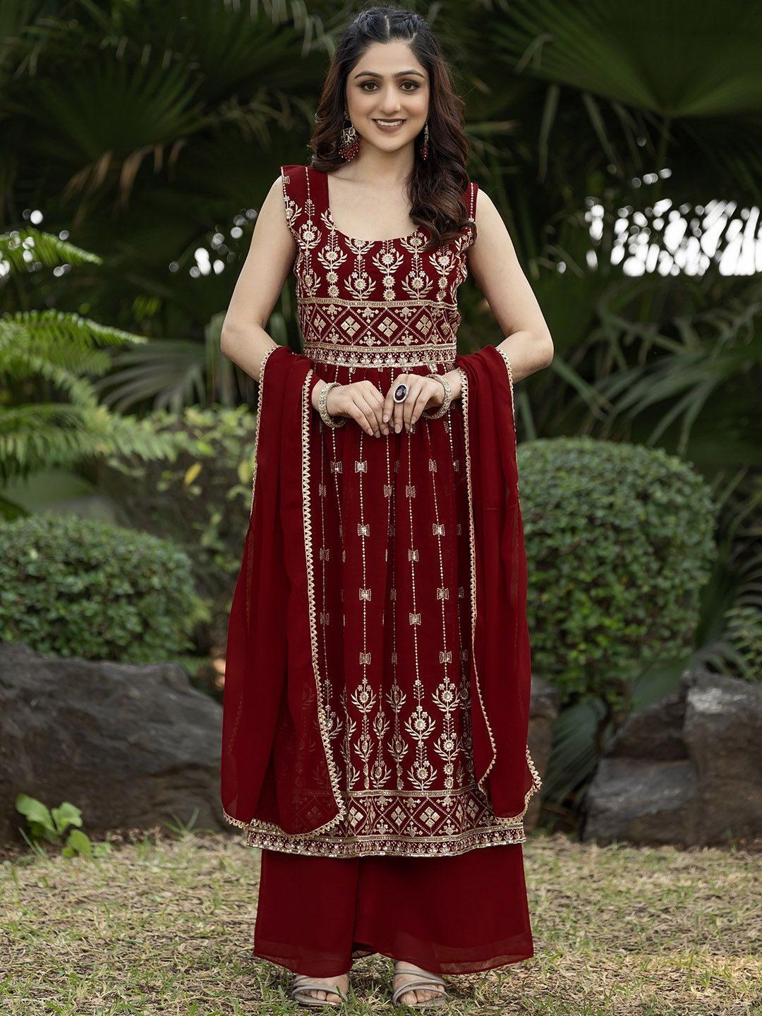 Sashay Boutique Women Ethnic Motifs Embroidered  Kurta with Palazzos & With Dupatta