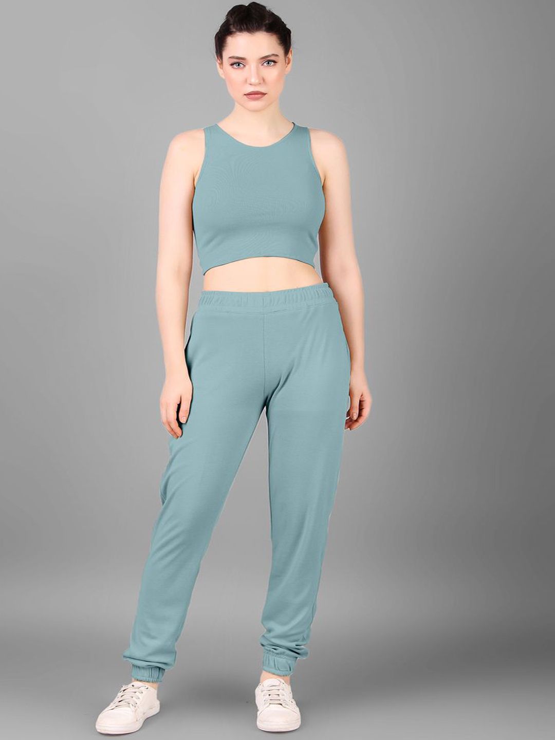 Mast & Harbour Round Neck Sleeveless Top With Jogger Co-Ords-picture-34