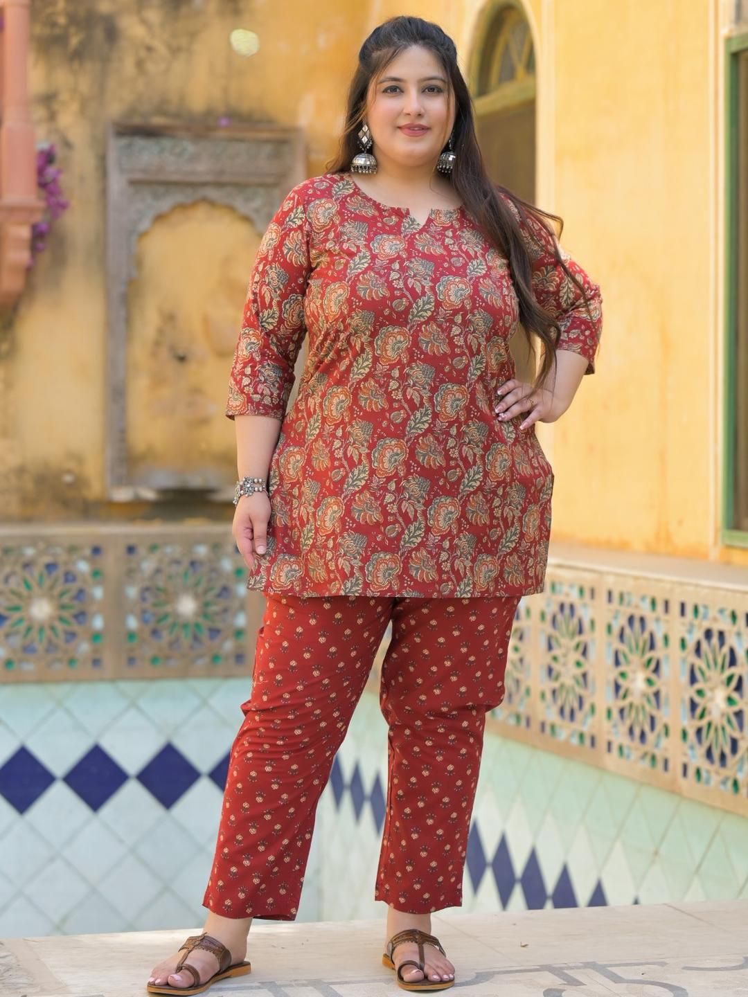 ROPADEMODA Women Plus Size Printed Pure Cotton Co-Ords-picture-17