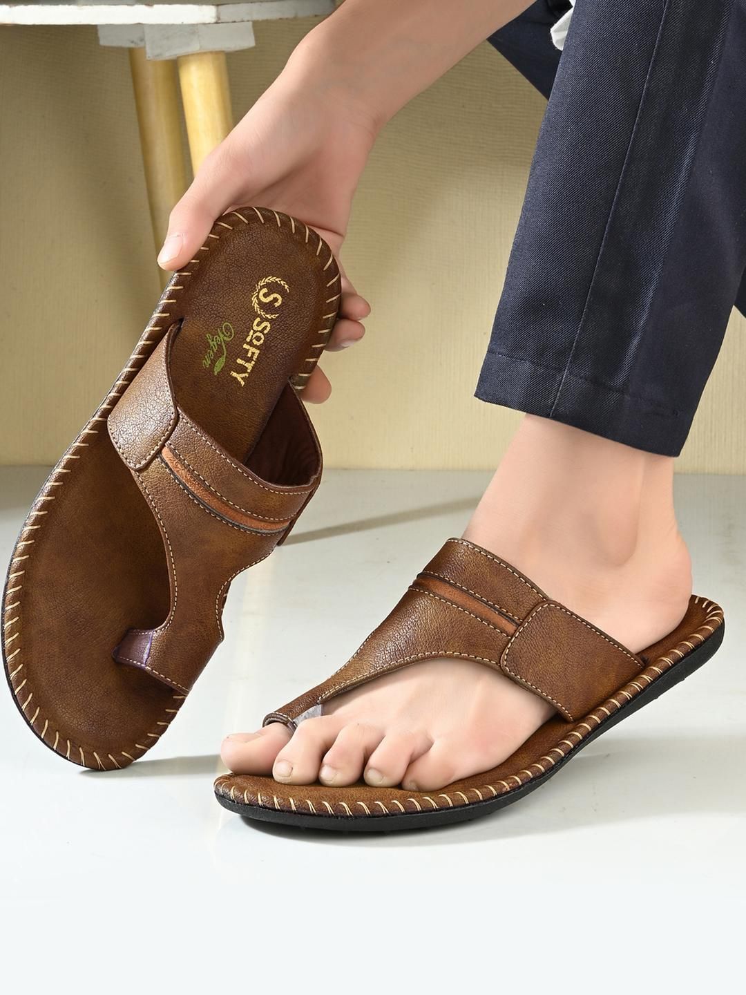 SOFTY VEGEN Men Brown Comfort Slip on Sandals-picture-48