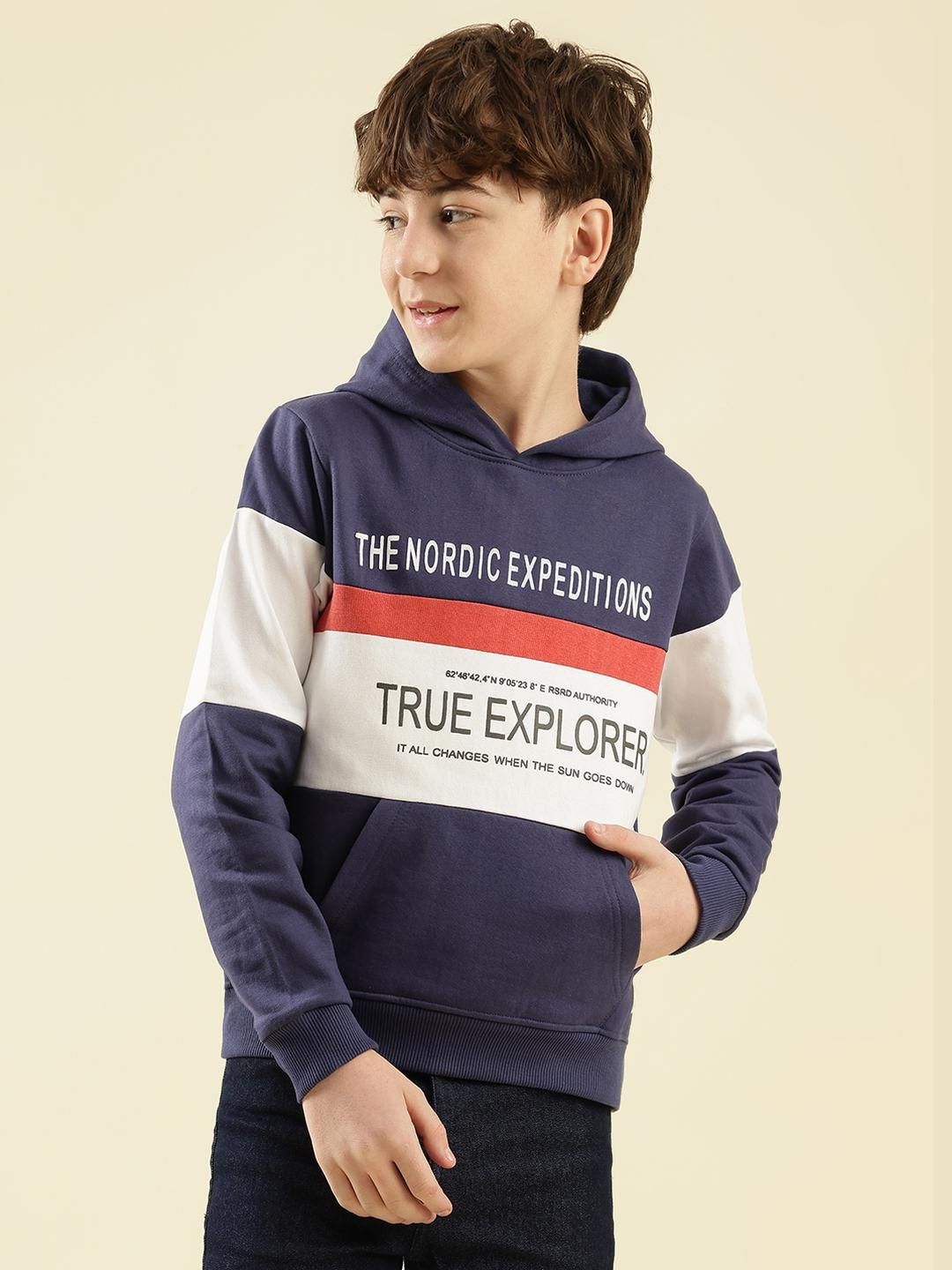 Lil Tomatoes Boys Navy Blue Printed Hooded Long Sleeves Pullover Casual Sweatshirt-picture-14