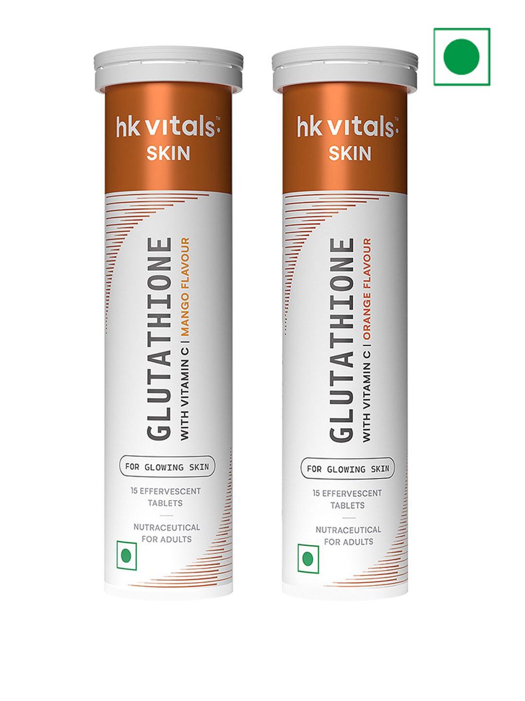 HK VITALS Set Of 2 Glutathione Effervescent Tablets 15 Tablets Each - Orange & Mango-picture-19