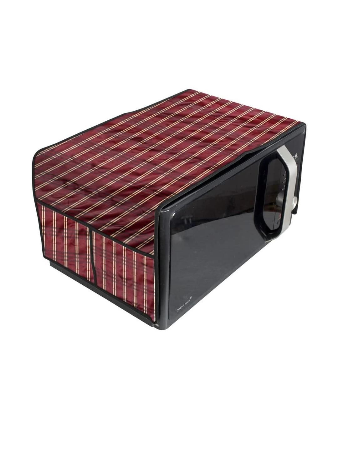 The Furnishing Tree Waterproof & Dustproof PVC Microwave Oven Top Cover with 4 Utility Pockets Plai-picture-40