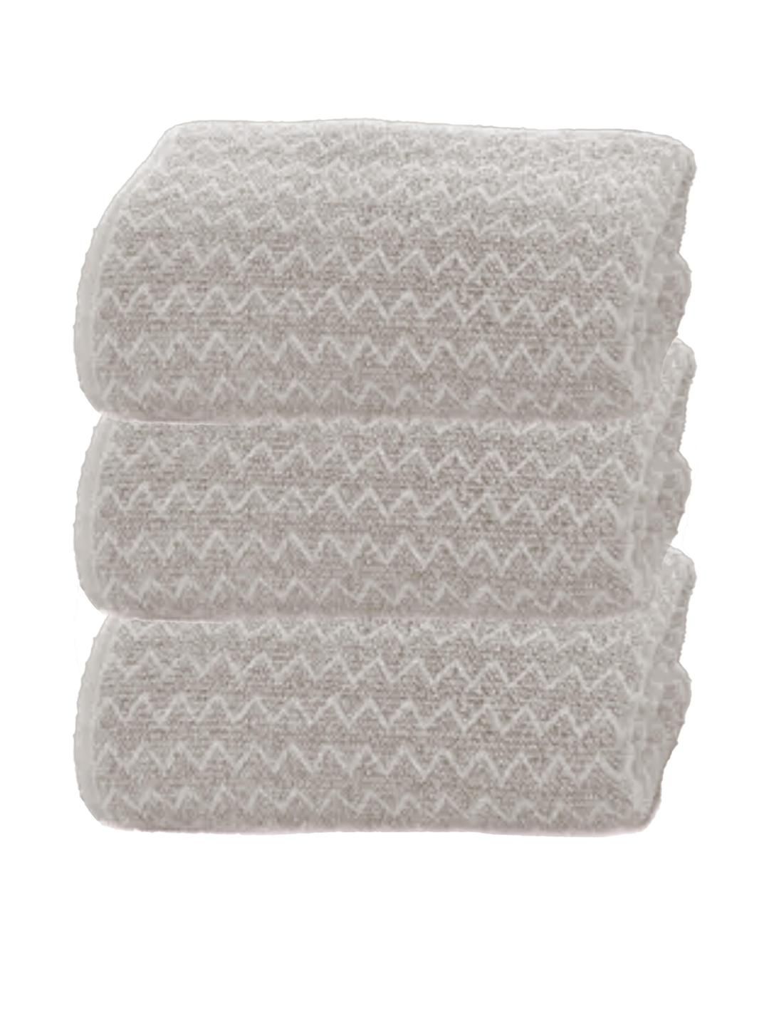 Black Gold Pack of 3 Brown Zigzag Microfiber Hand Towel-picture-49