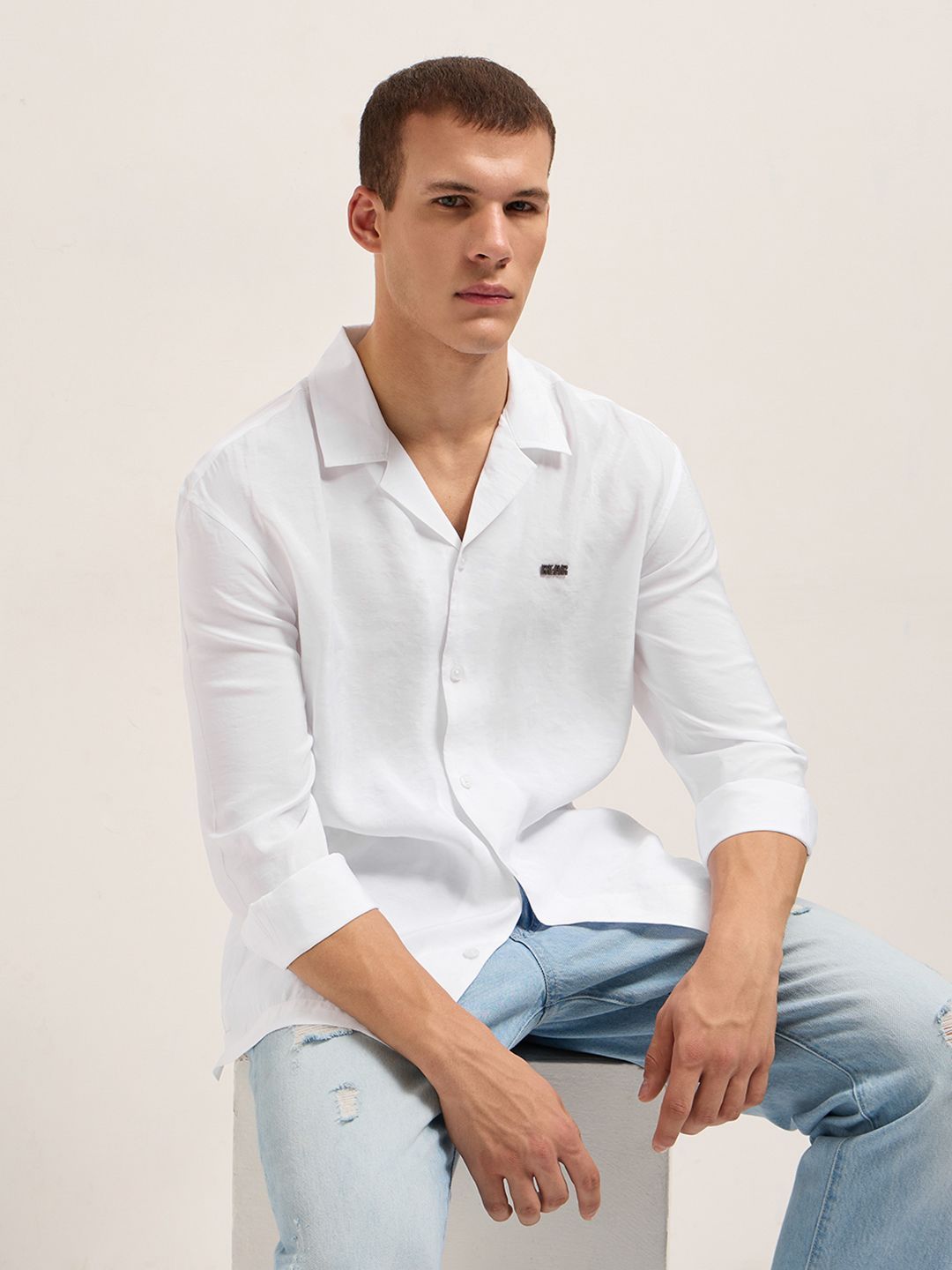 THE BEAR HOUSE Oversized Cuban Collar Casual Shirt-picture-36