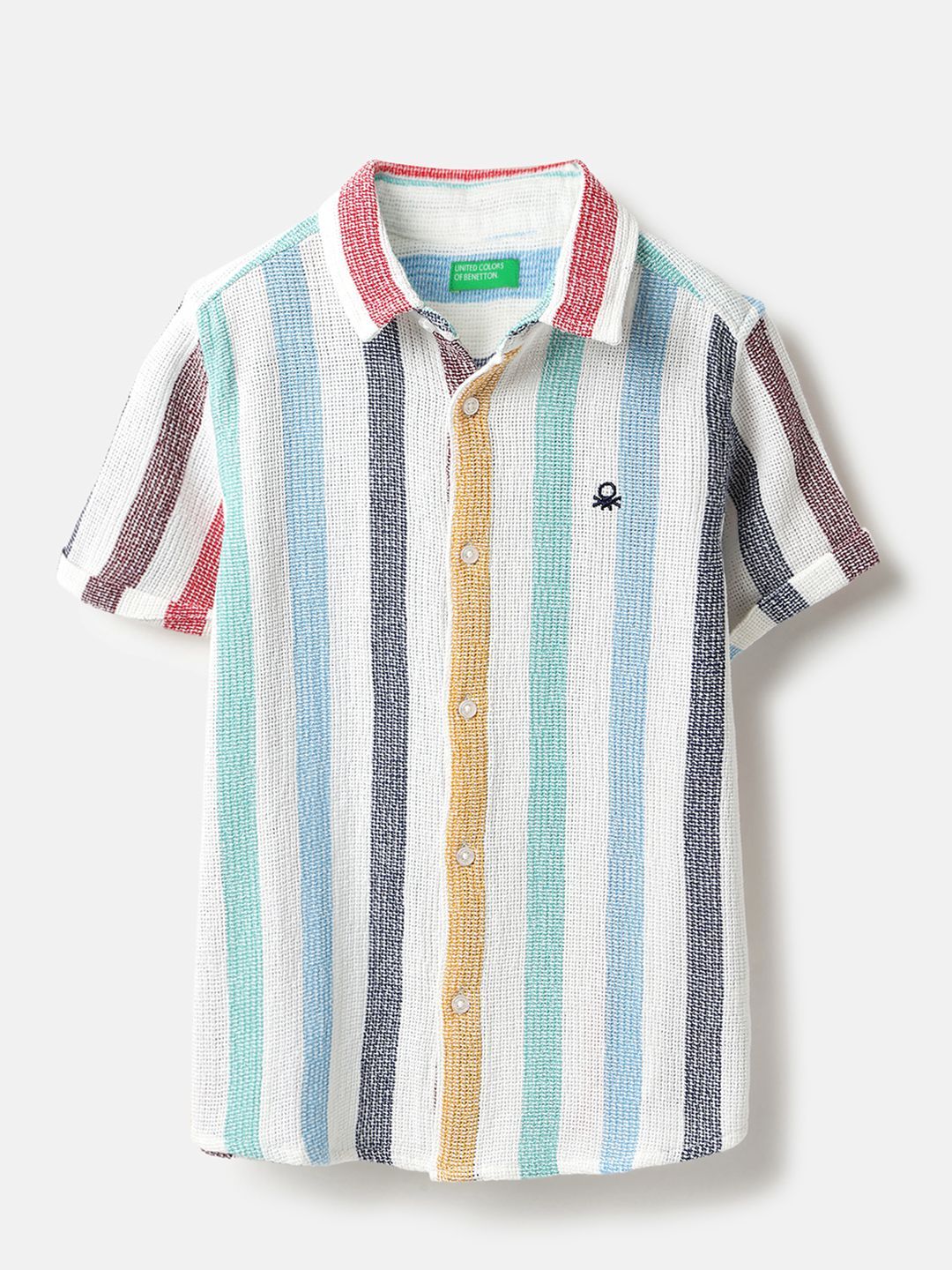 United Colors of Benetton Boys Multi Striped Spread Collar Pure Cotton Casual Shirt-picture-17