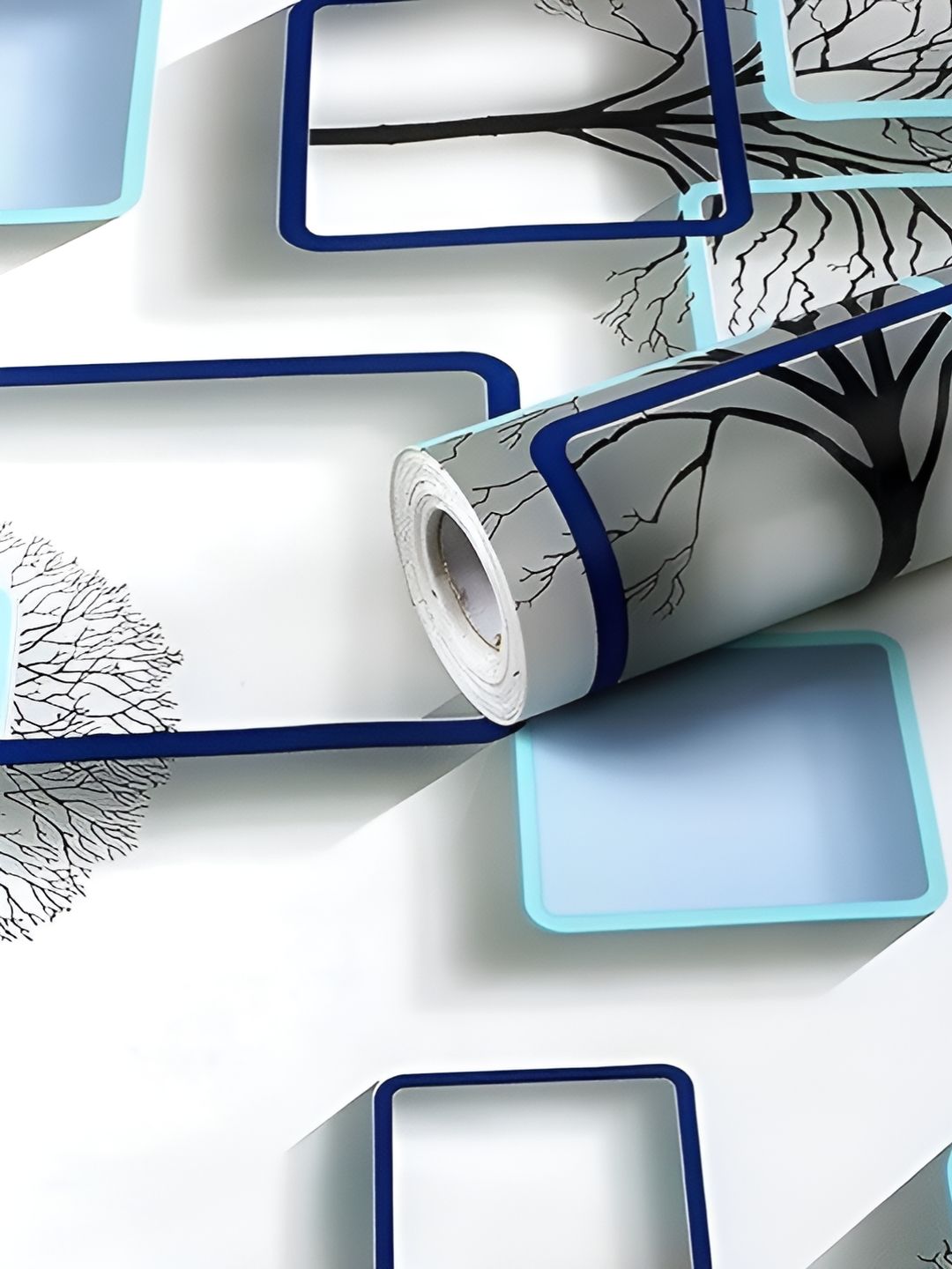 Aura White & Blue Printed Self Adhesive Wallpaper & Sticker-picture-31
