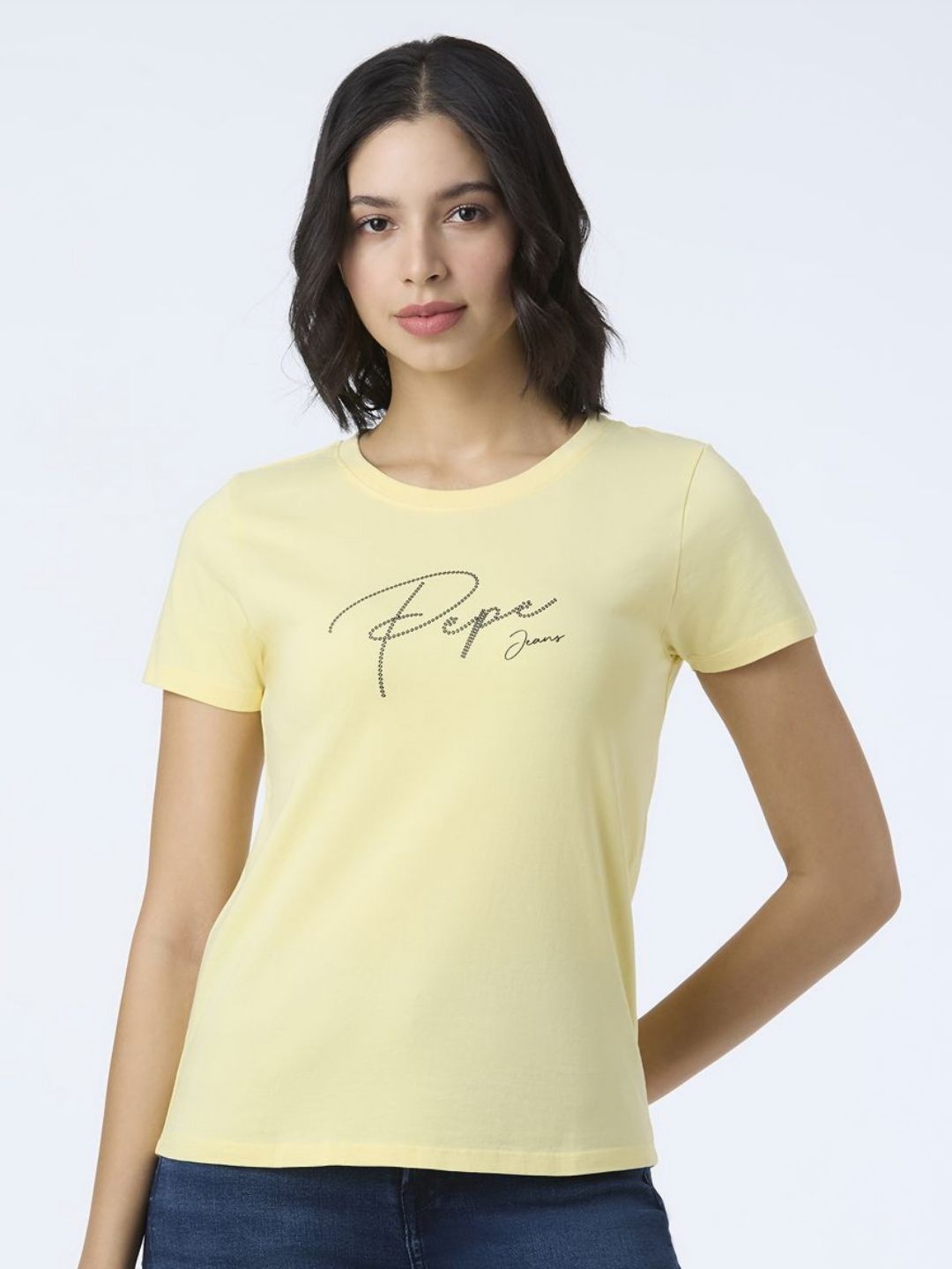 Pepe Jeans Women Typography Printed Round Neck Pure Cotton T-shirt-picture-31