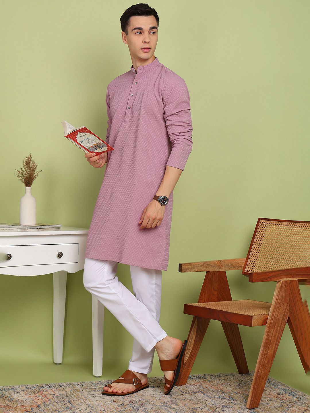 FUBAR Men Geometric Woven Design Festive Straight Kurta-picture-11