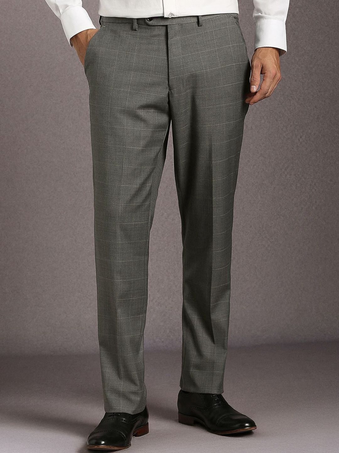 Luxure by Louis Philippe Men Checked Slim Fit Trousers-picture-13