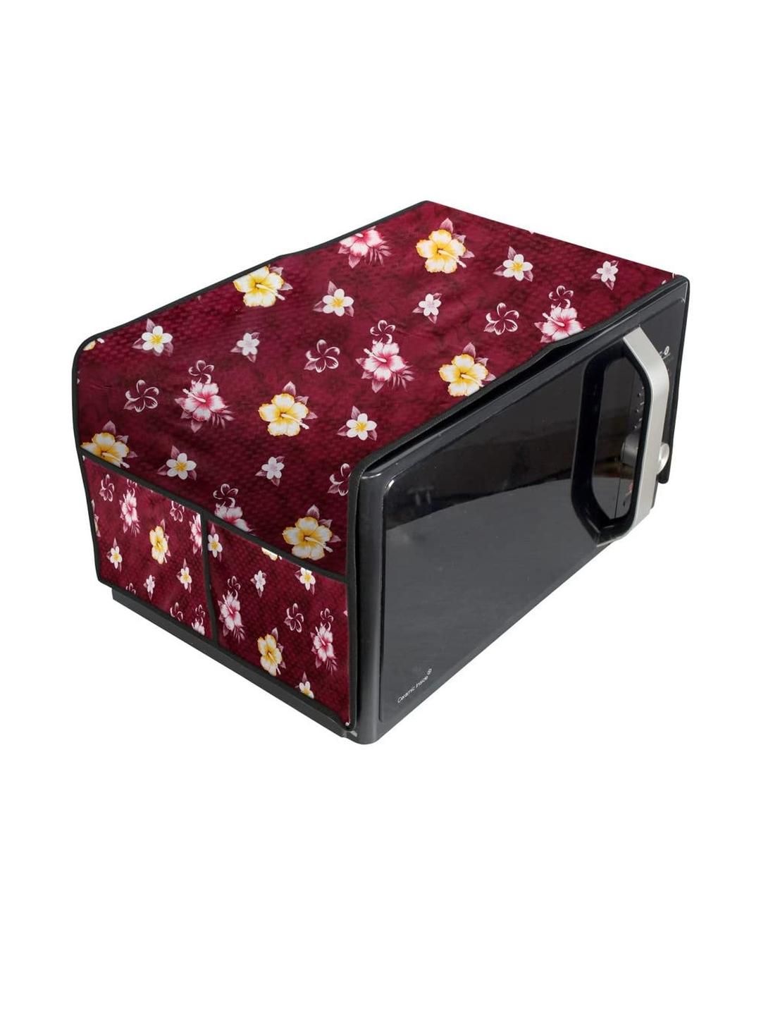 The Furnishing Tree Waterproof & Dustproof PVC Microwave Oven Top Cover with 4 Utility Pockets Flor-picture-37