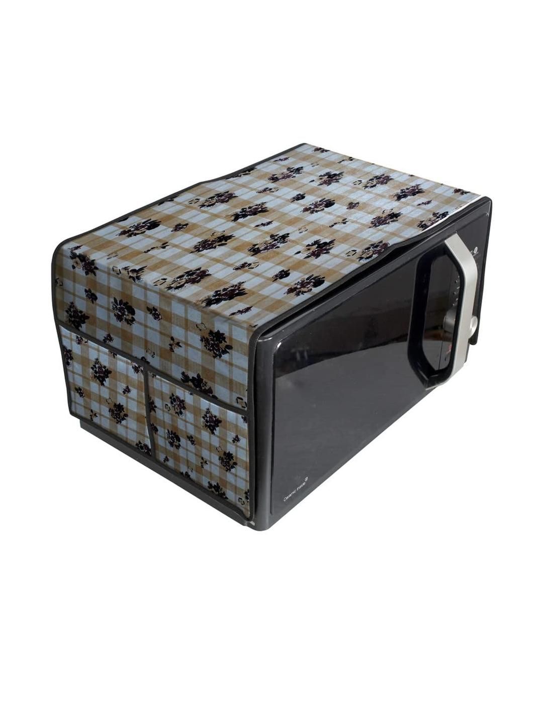 The Furnishing Tree Waterproof & Dustproof PVC Microwave Oven Top Cover with 4 Utility Pockets Geom-picture-27