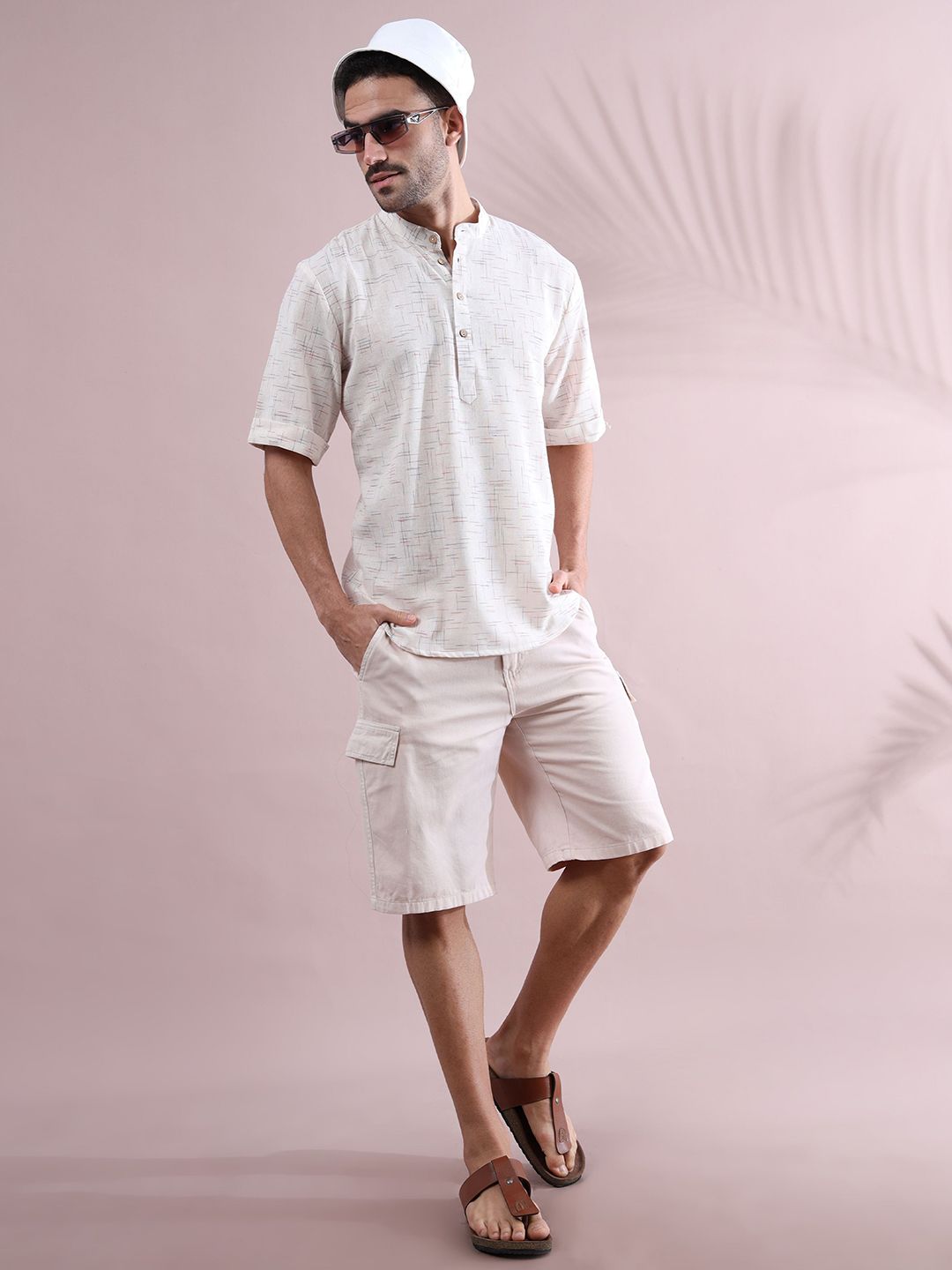 FILORI STUDIO Abstract Printed Mandarin Collar Pure Cotton Short Kurta-picture-40