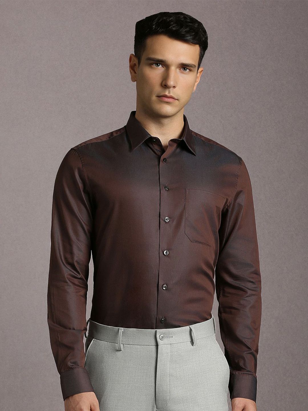 Louis Philippe Spread Collar Slim Fit Pure Cotton Formal Shirt-picture-37