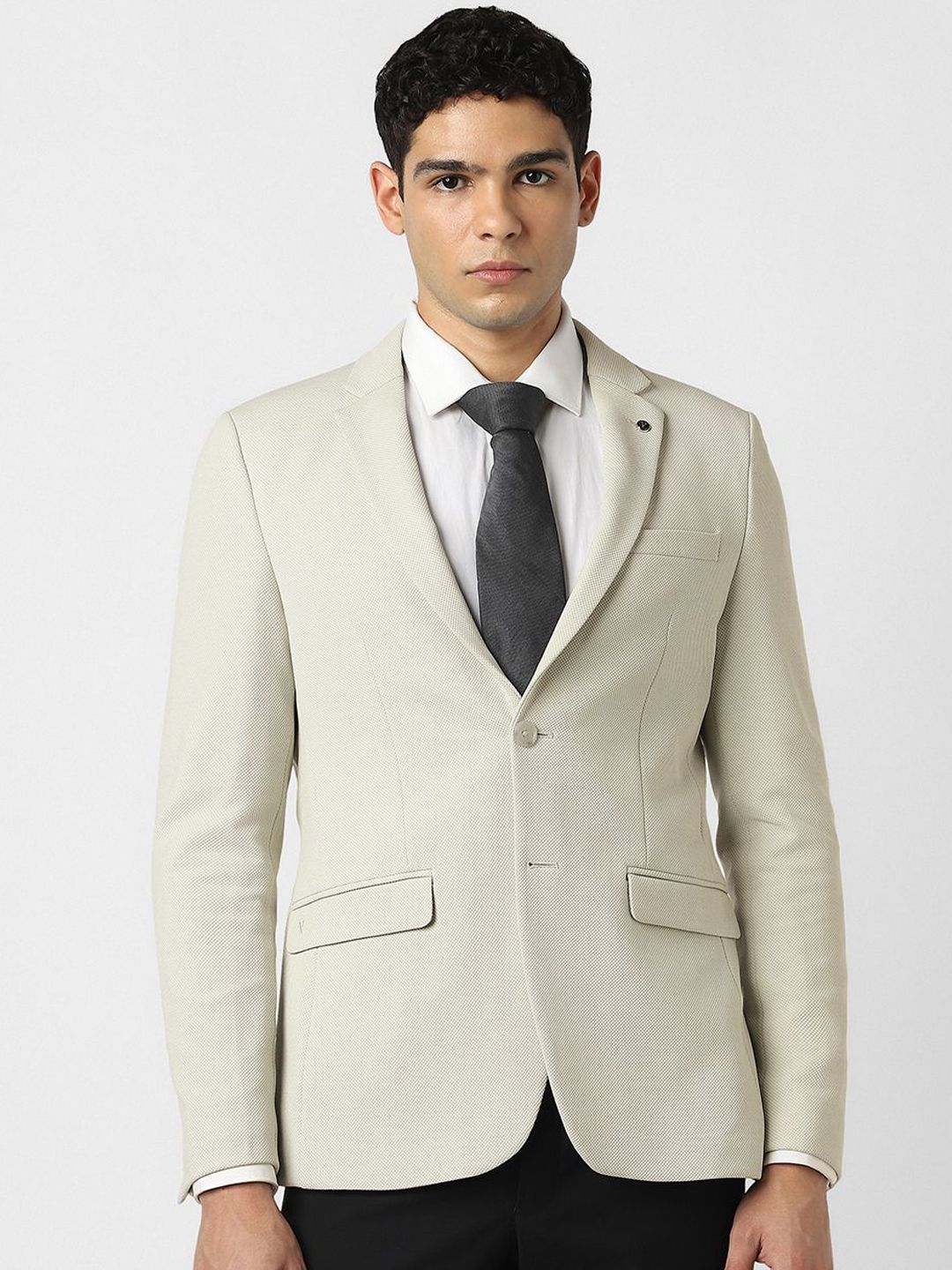Van Heusen Textured Super Slim-Fit Single Breasted Formal Blazer-image-30