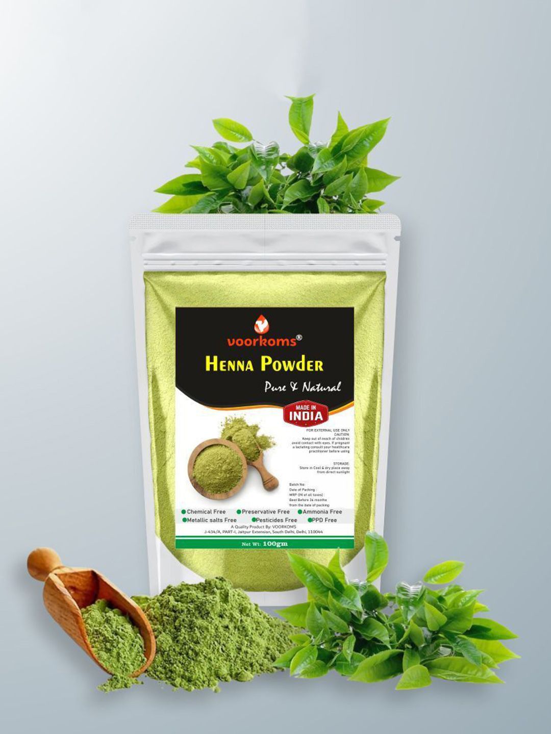 VOORKOMS Henna Mehndi Powder Natural Hair Coloring - 100 g-picture-14