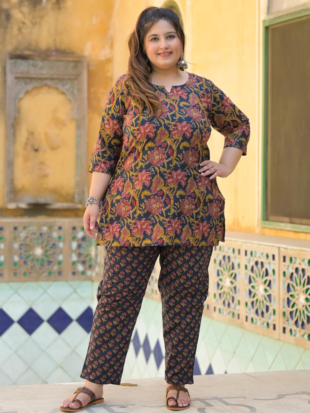 ROPADEMODA Women Plus Size Printed Pure Cotton Co-Ords-picture-38