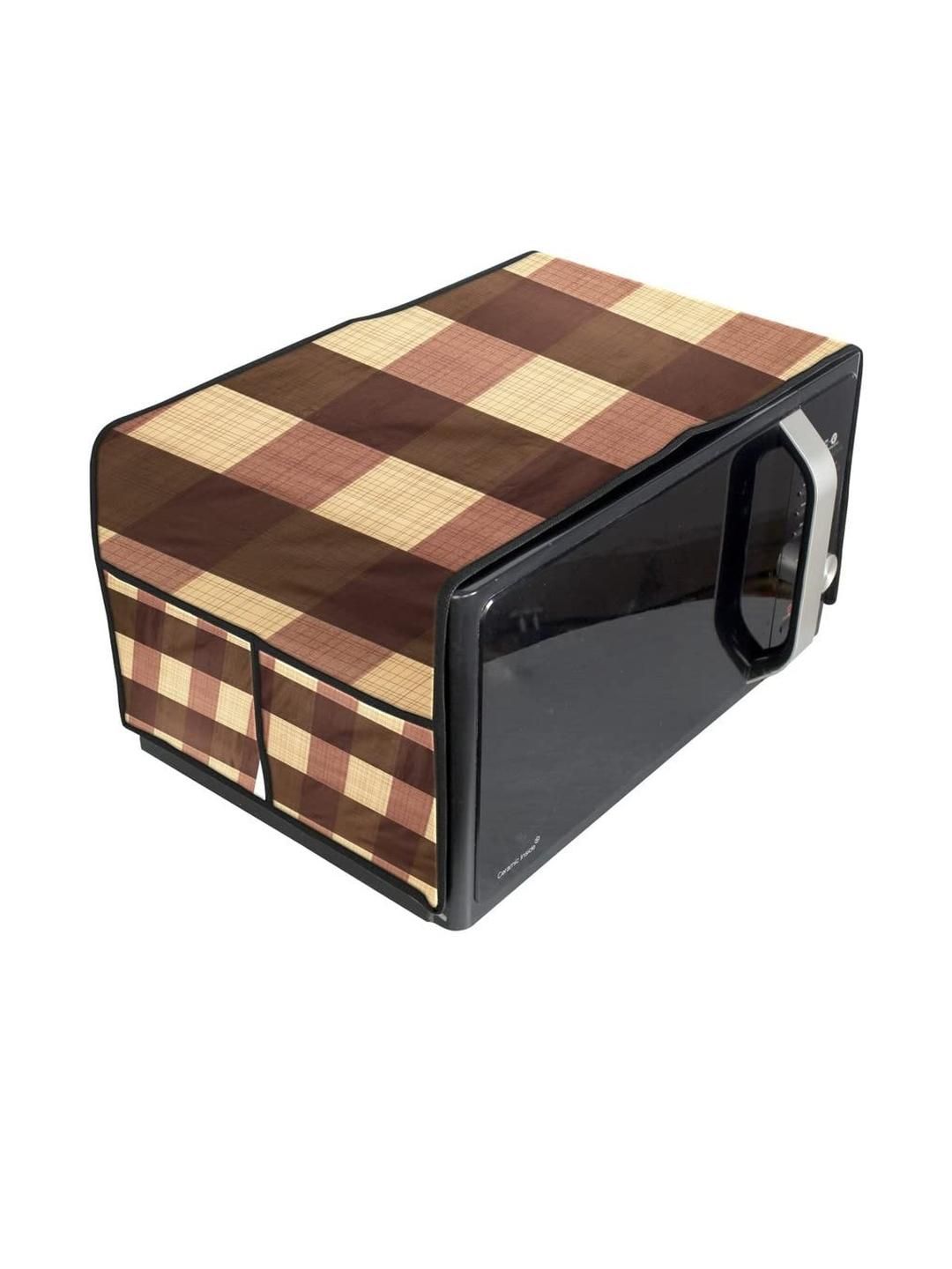 The Furnishing Tree Waterproof & Dustproof PVC Microwave Oven Top Cover with 4 Utility Pockets Ging-picture-15