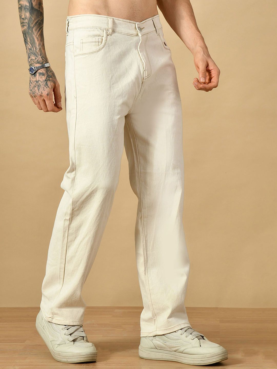 COMFITS Men Classic Mid-Rise Stretchable Baggy Fit Cotton Jeans-picture-32