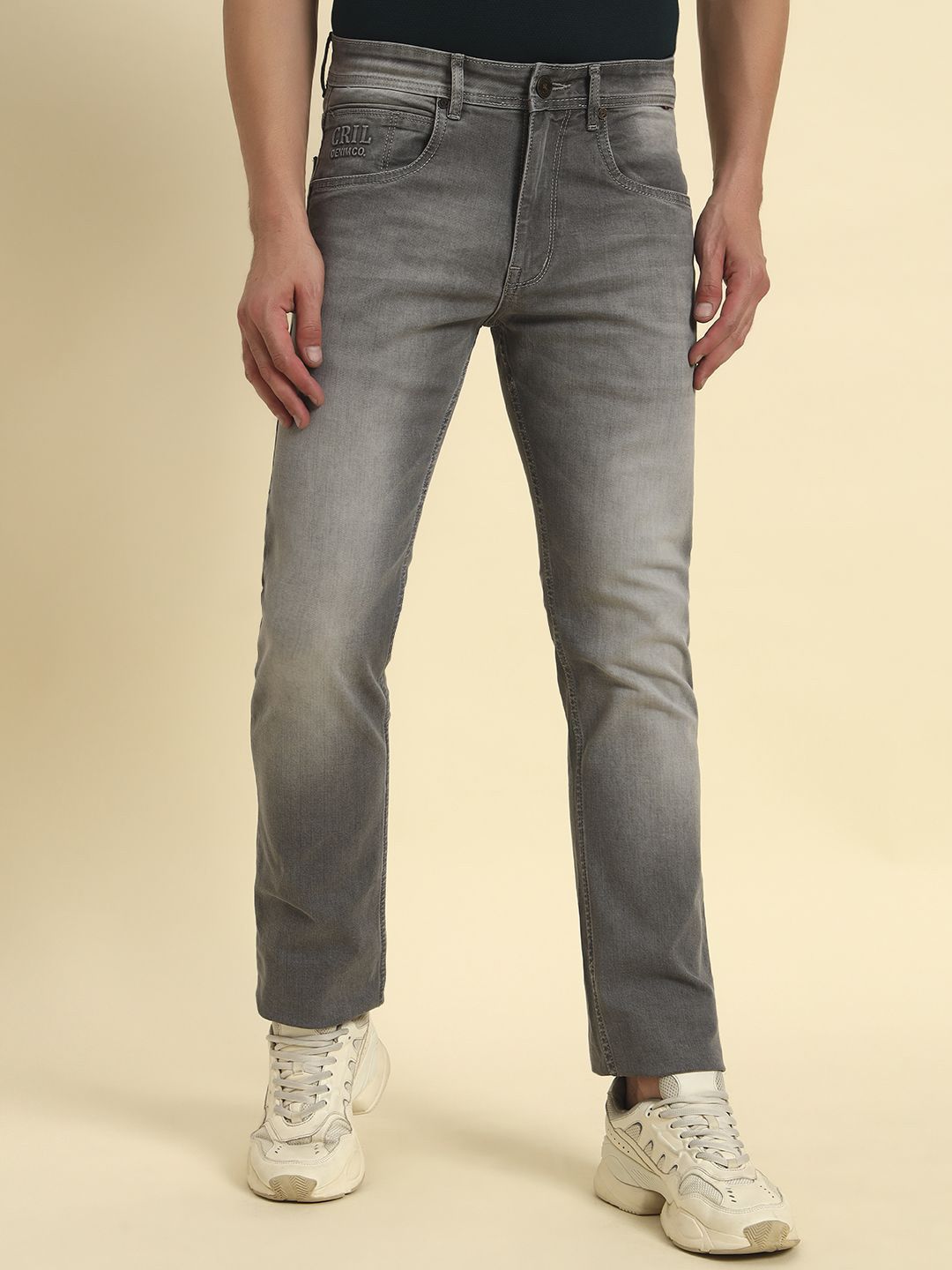 Cantabil Men Jean Fit Mid-Rise Heavy Fade Jeans-picture-21