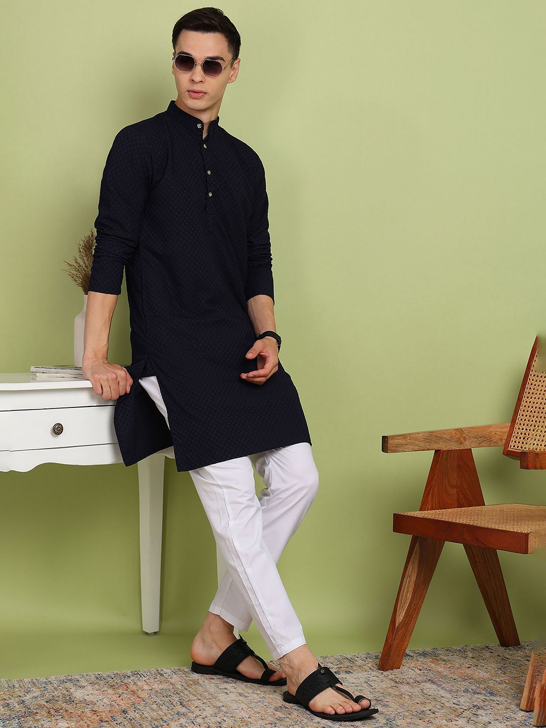 FUBAR Men Mandarin Collar Long Sleeves Ethnic Kurta-picture-48