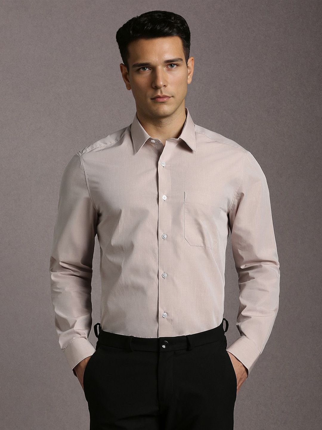 Louis Philippe Men Solid Spread Collar Pure Cotton Formal Shirt-picture-20